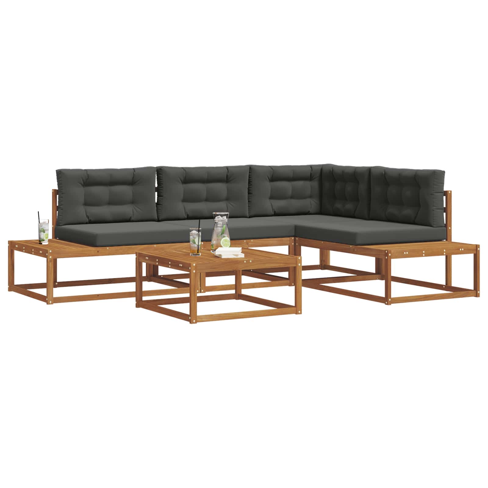 Ensemble de canapés d'extérieur 5 pc Naturel et Anthracite