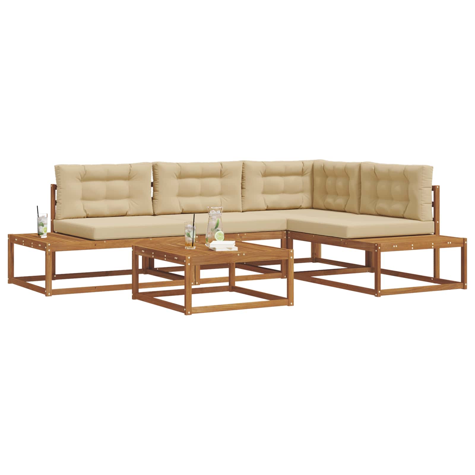 Ensemble de canapés d'extérieur 5 pc Naturel et Beige