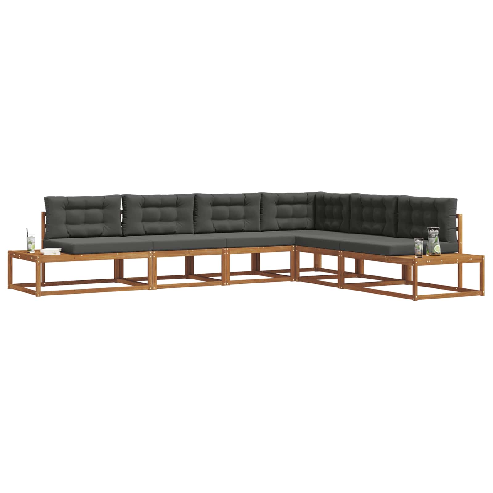 Ensemble de canapés d'extérieur 6 pc Naturel et Anthracite