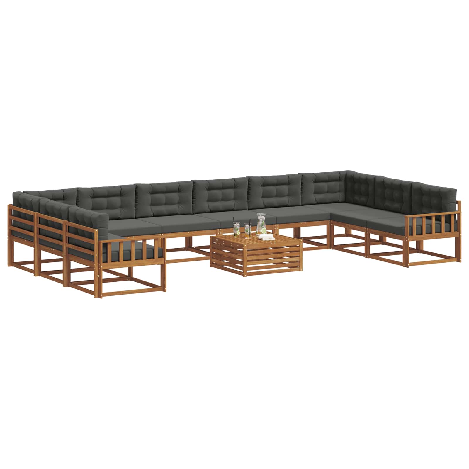 Ensemble de canapés d'extérieur 11 pcs Naturel et Anthracite - XIOS