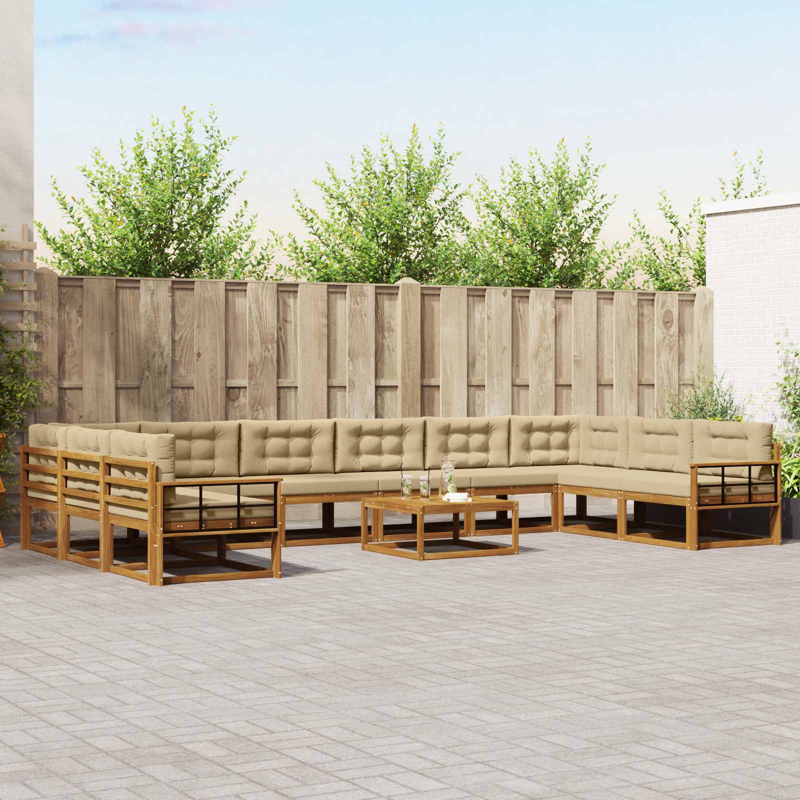 Ensemble de canapés d'extérieur 11 pcs Naturel et Beige - XIOS