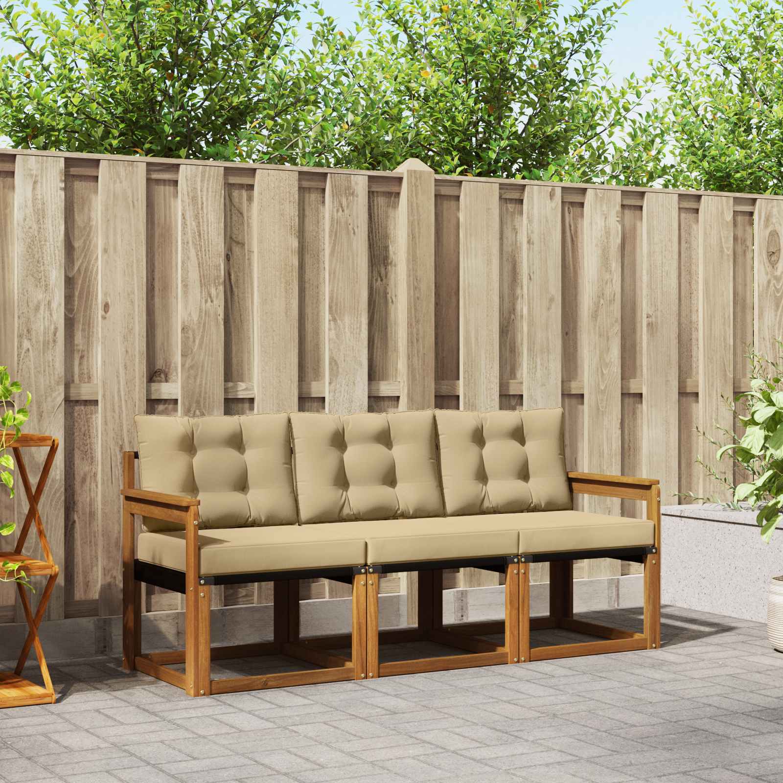 Ensemble de canapés d'extérieur 3 pcs Naturel et Beige - XIOS