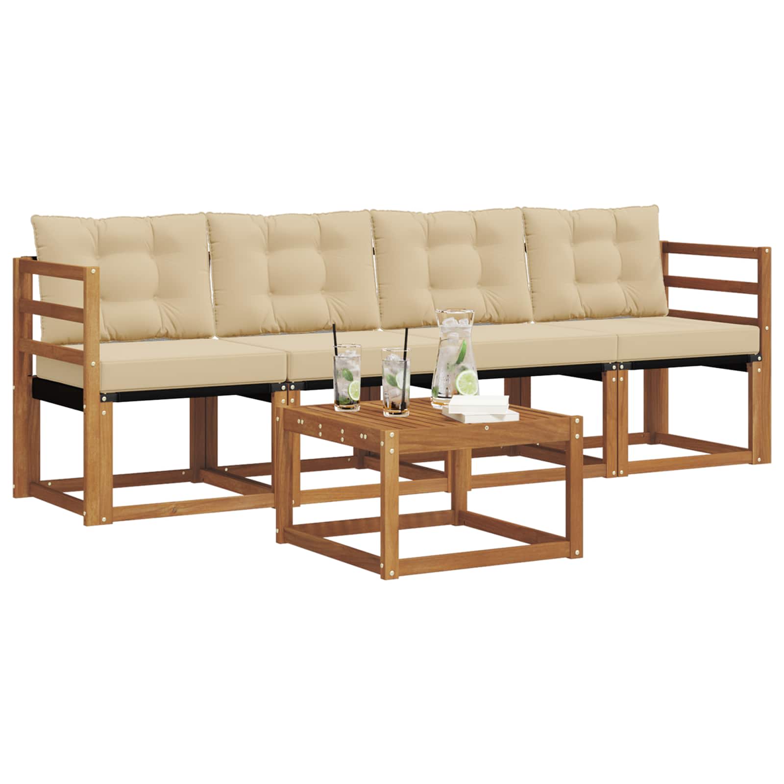 Ensemble de canapés d'extérieur 5 pcs Naturel et Beige - XIOS