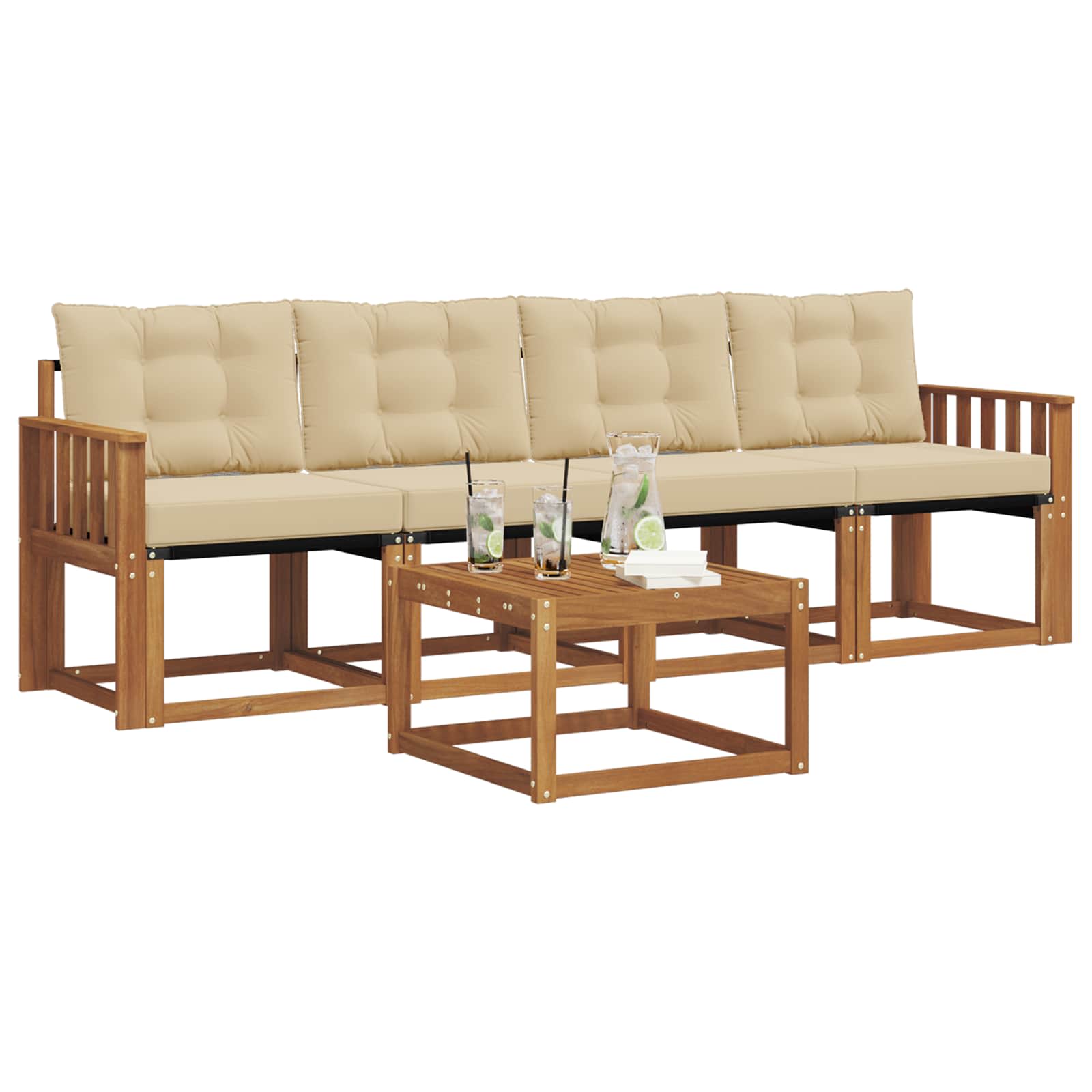 Ensemble de canapés d'extérieur 5 pcs Naturel et Beige - XIOS
