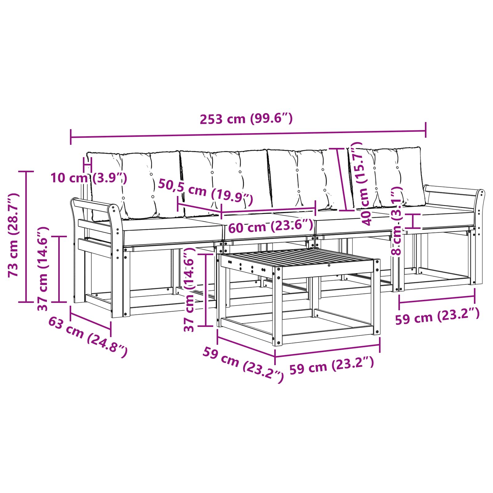 Ensemble de canapés d'extérieur 5 pcs Gris Naturel et Clair - XIOS
