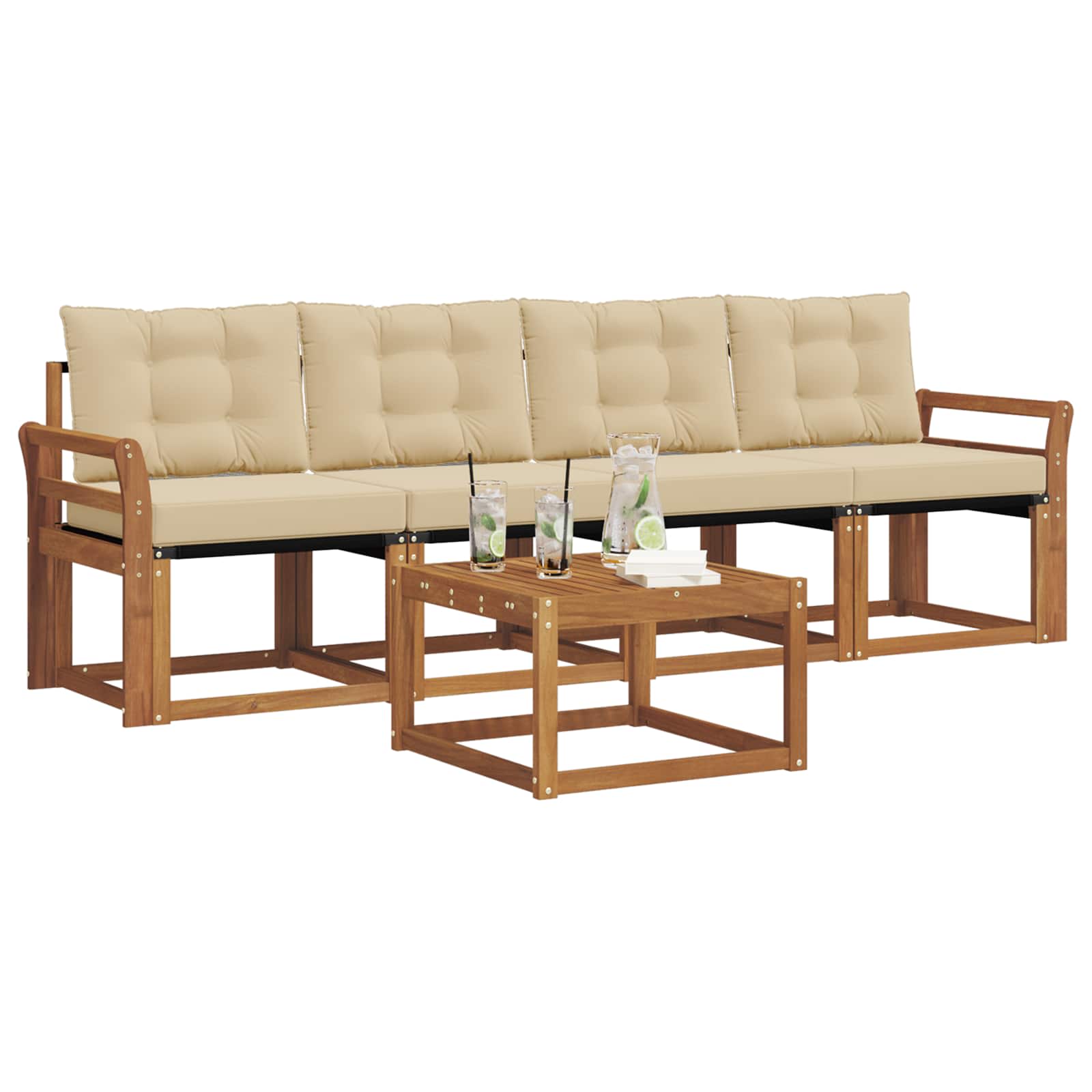 Ensemble de canapés d'extérieur 5 pcs Naturel et Beige - XIOS
