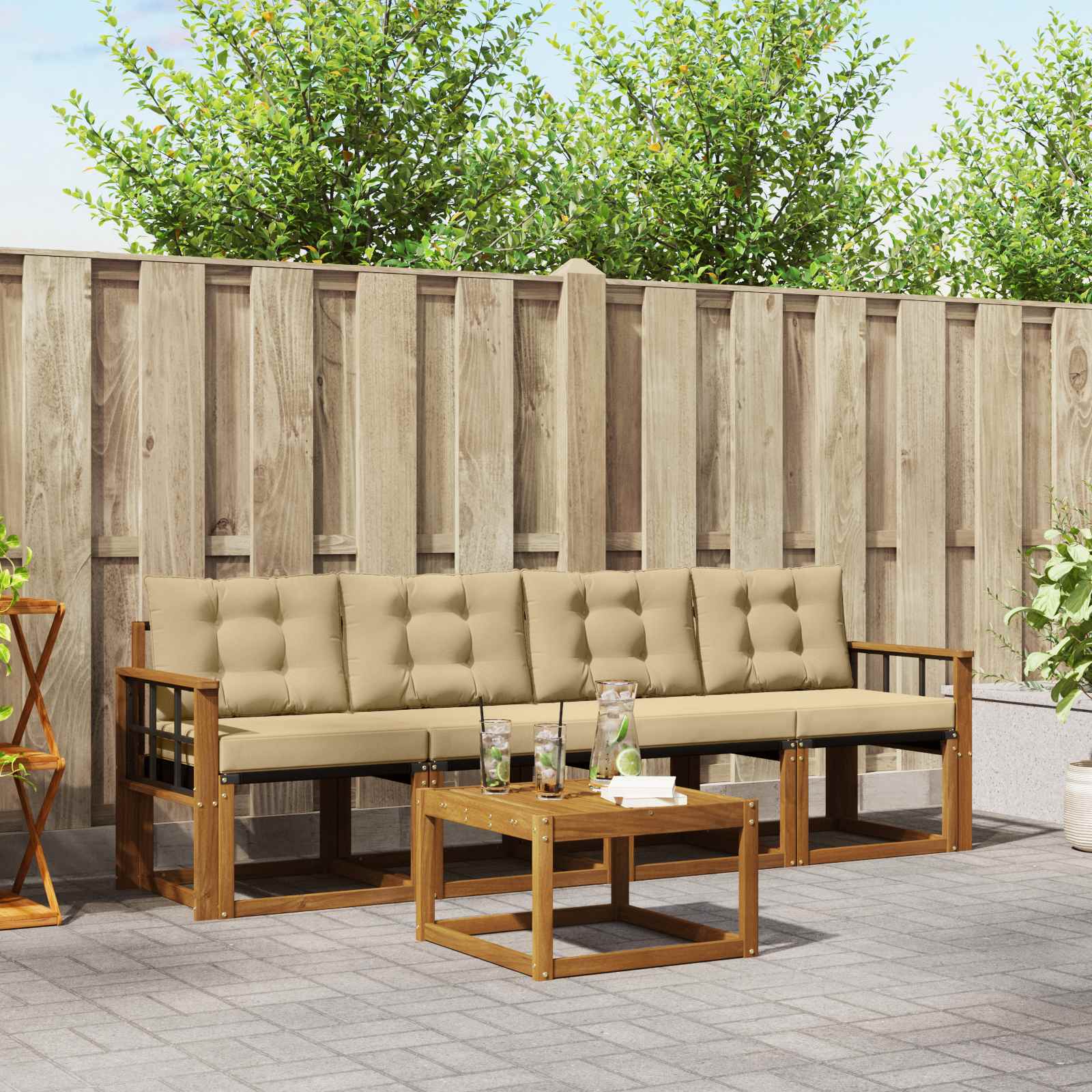 Ensemble de canapés d'extérieur 5 pcs Naturel et Beige - XIOS