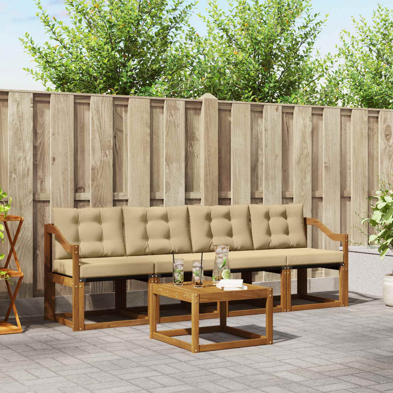 Ensemble de canapés d'extérieur 5 pcs Naturel et Beige - XIOS