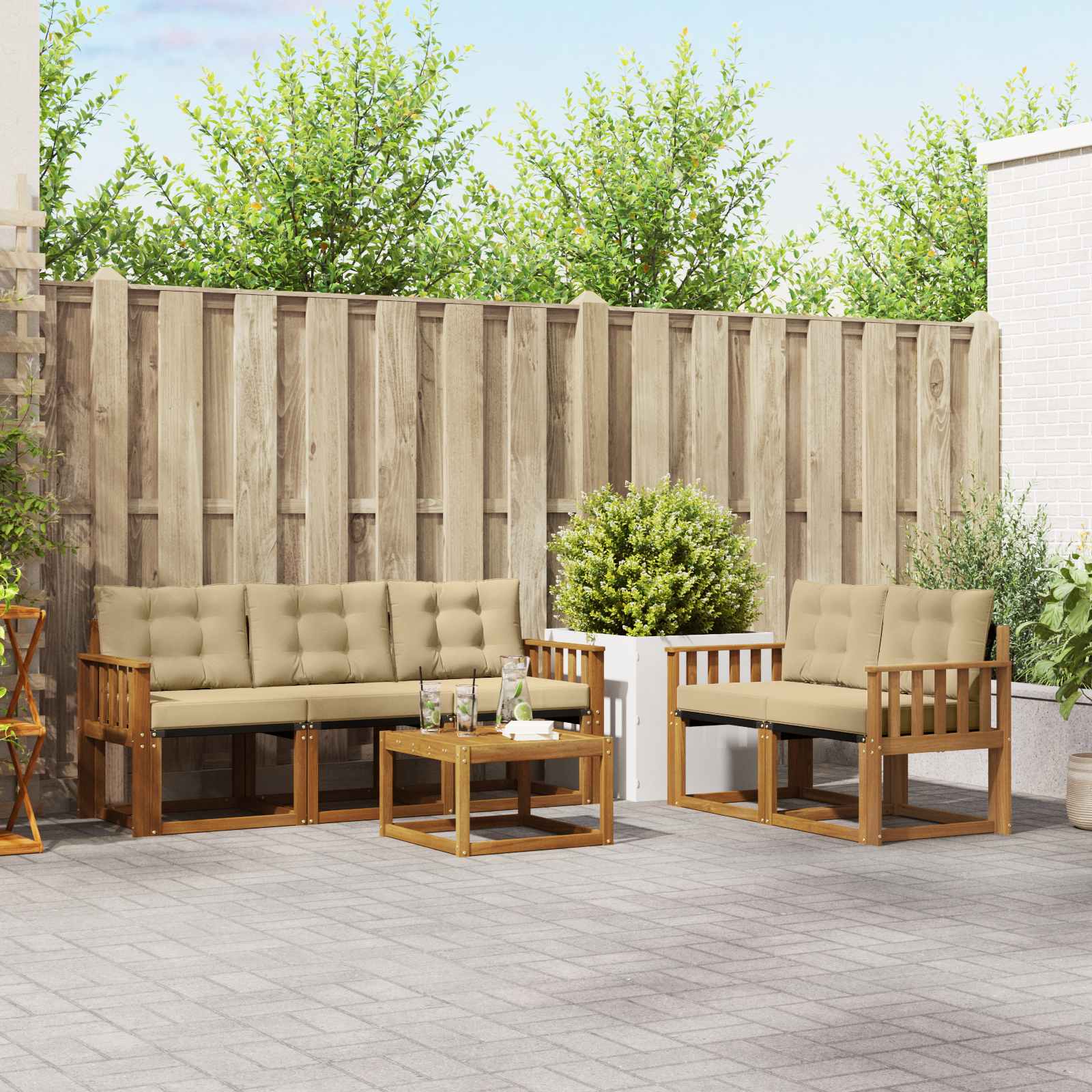 Ensemble de canapés d'extérieur 6 pcs Naturel et Beige - XIOS