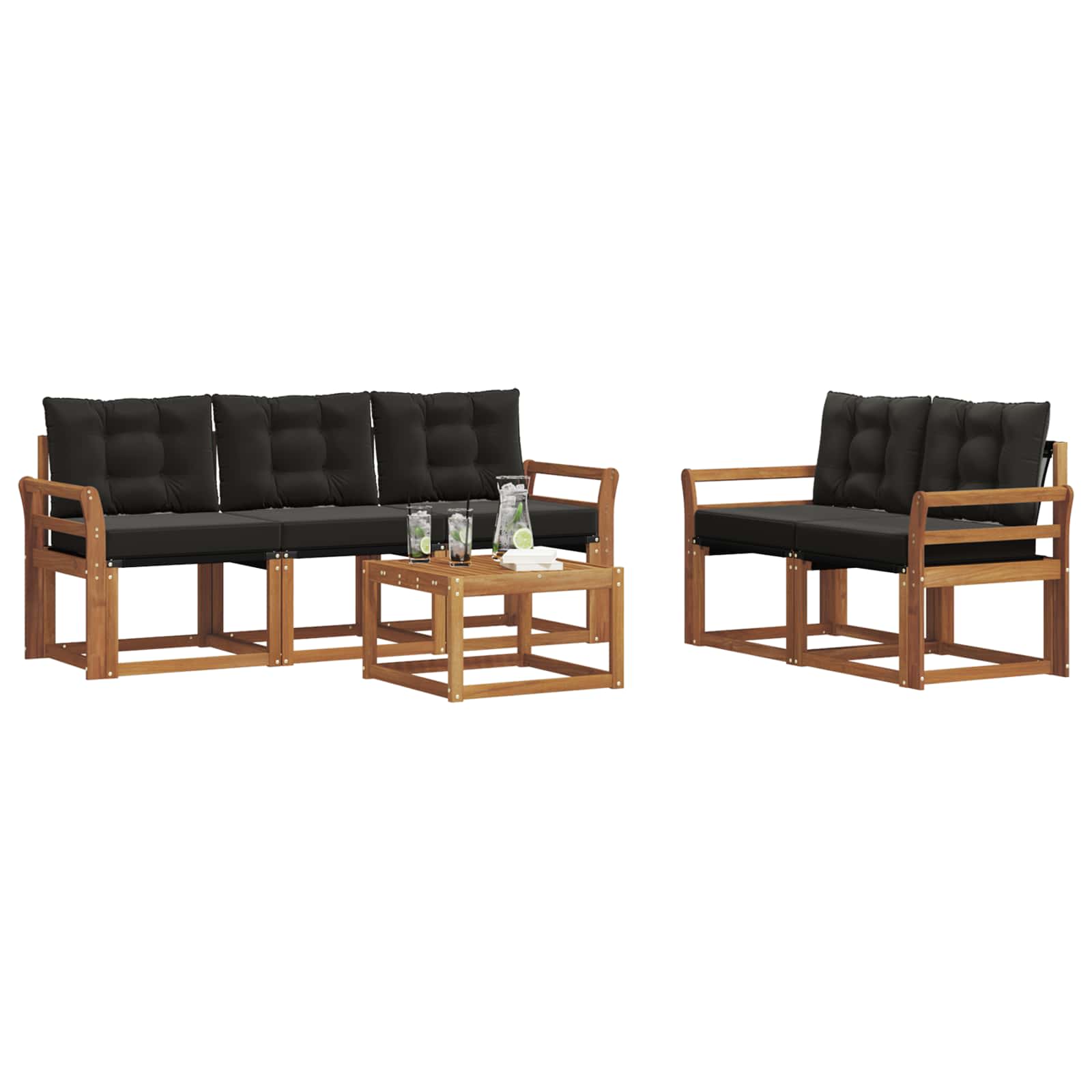 Ensemble de canapés d'extérieur 6 pcs Naturel et Noir - XIOS