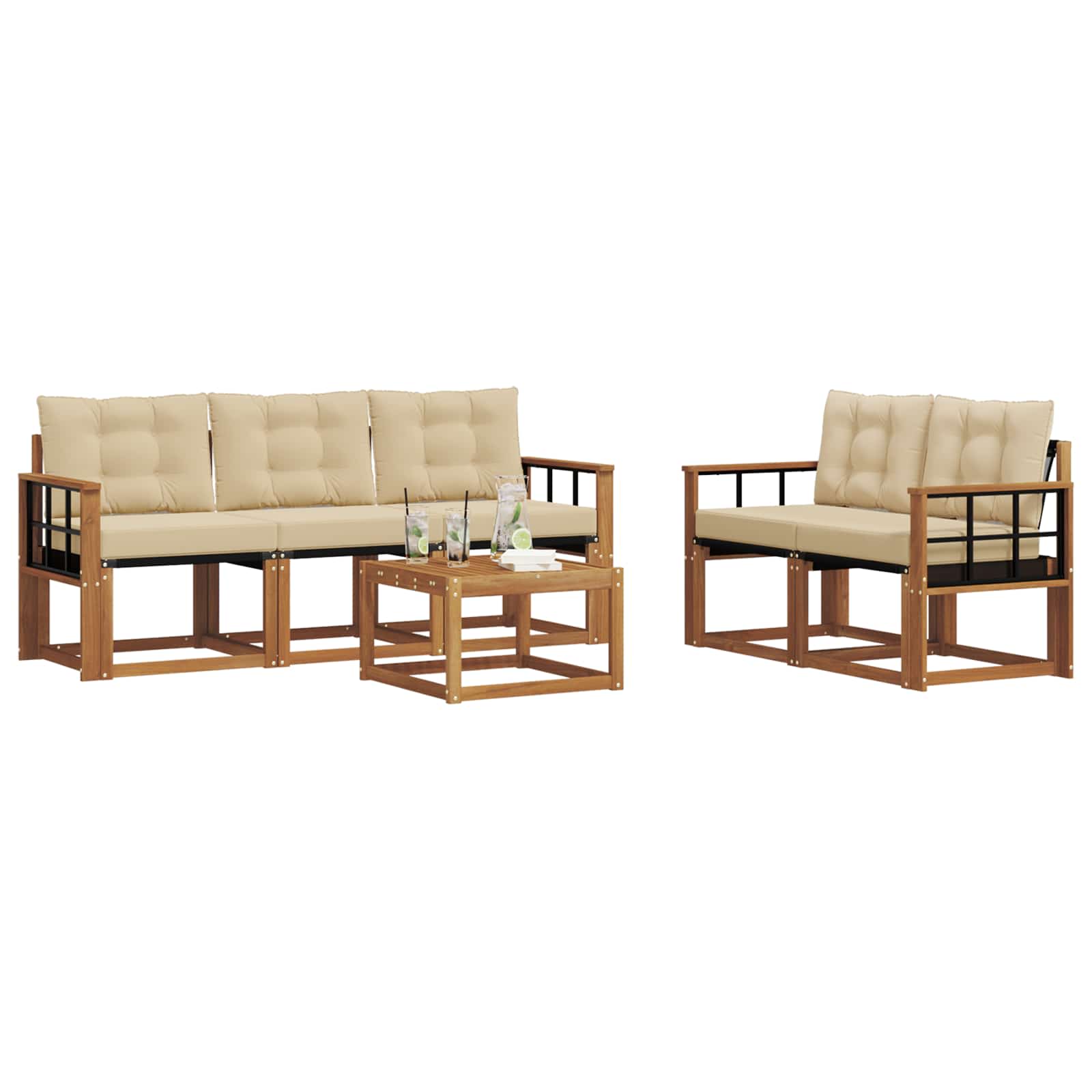 Ensemble de canapés d'extérieur 6 pc Naturel et Beige - XIOS