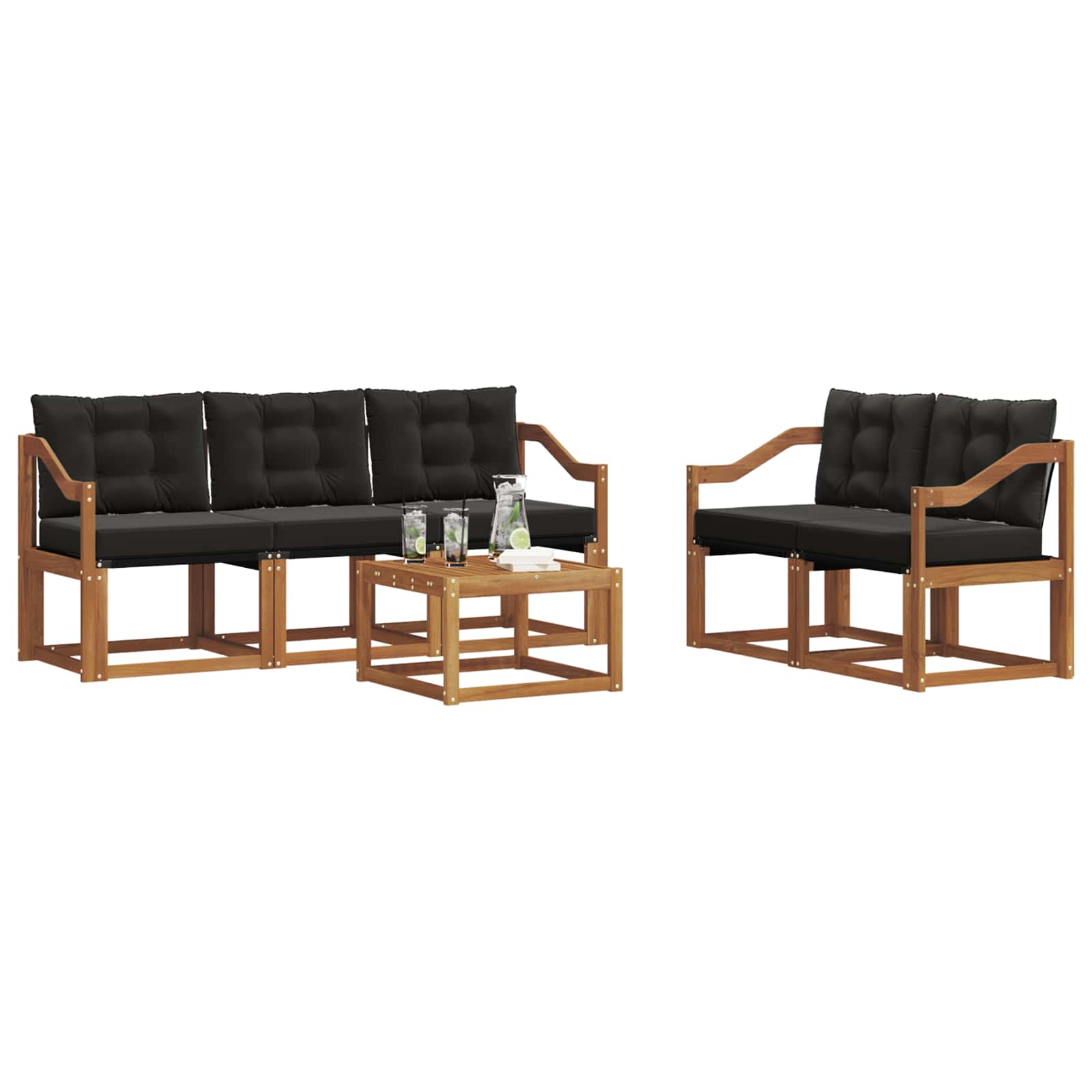 Ensemble de canapés d'extérieur 6 pcs Naturel et Noir - XIOS