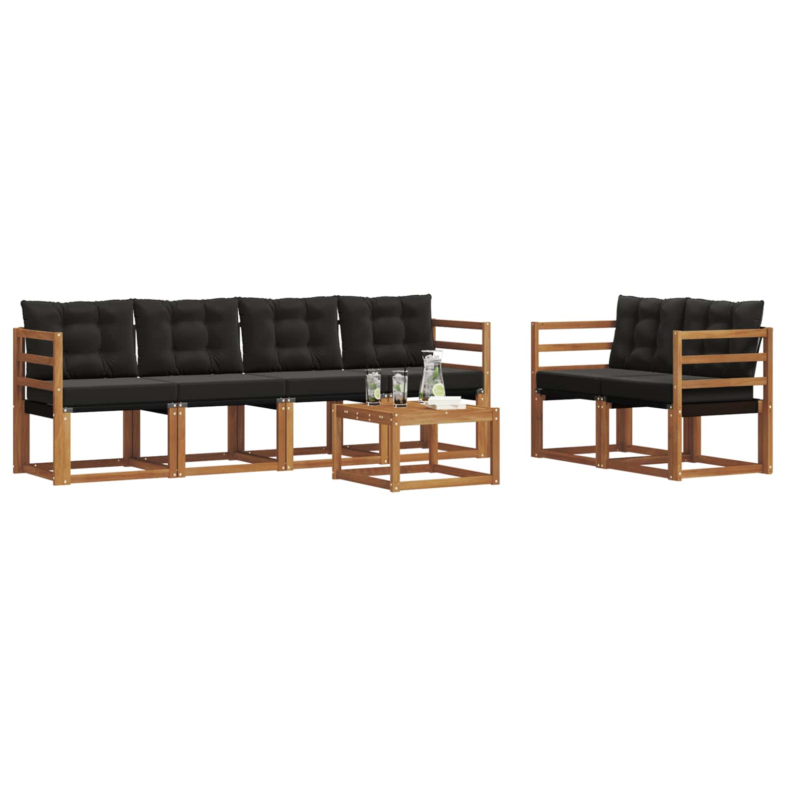 Ensemble de canapés d'extérieur 7 pcs Naturel et Noir - XIOS