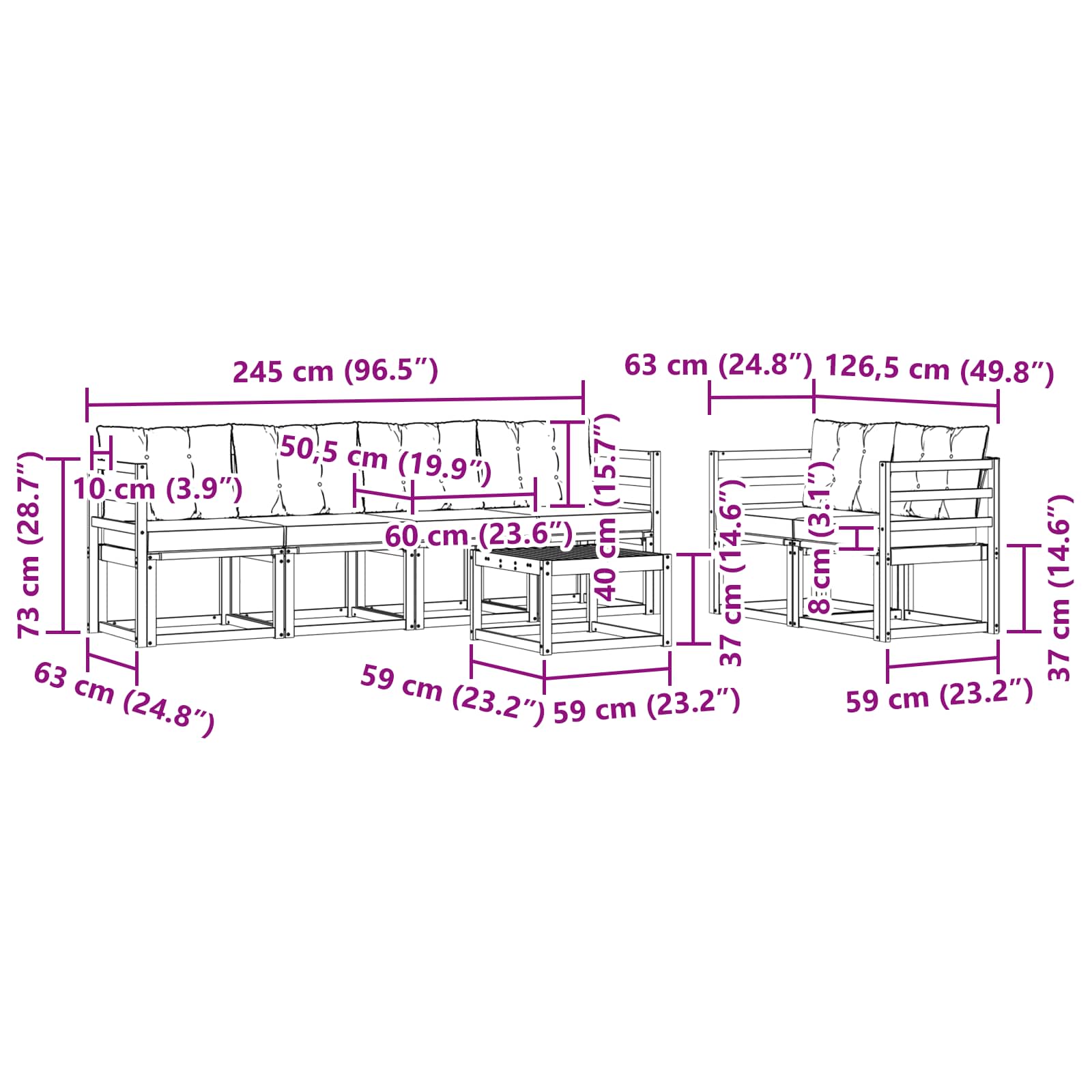 Ensemble de canapés d'extérieur 7 pcs Naturel et Beige - XIOS