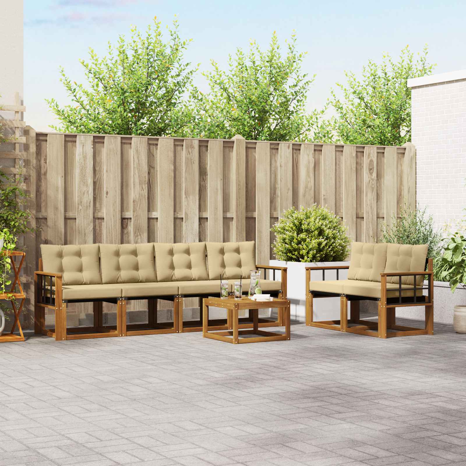Ensemble de canapés d'extérieur 7 pcs Naturel et Beige - XIOS
