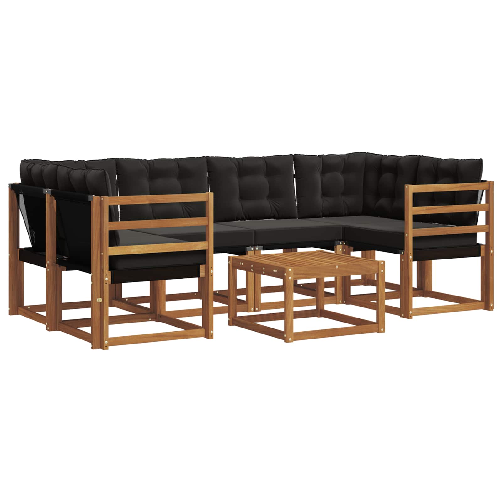 Ensemble de canapés d'extérieur 7 pc Naturel et Noir
