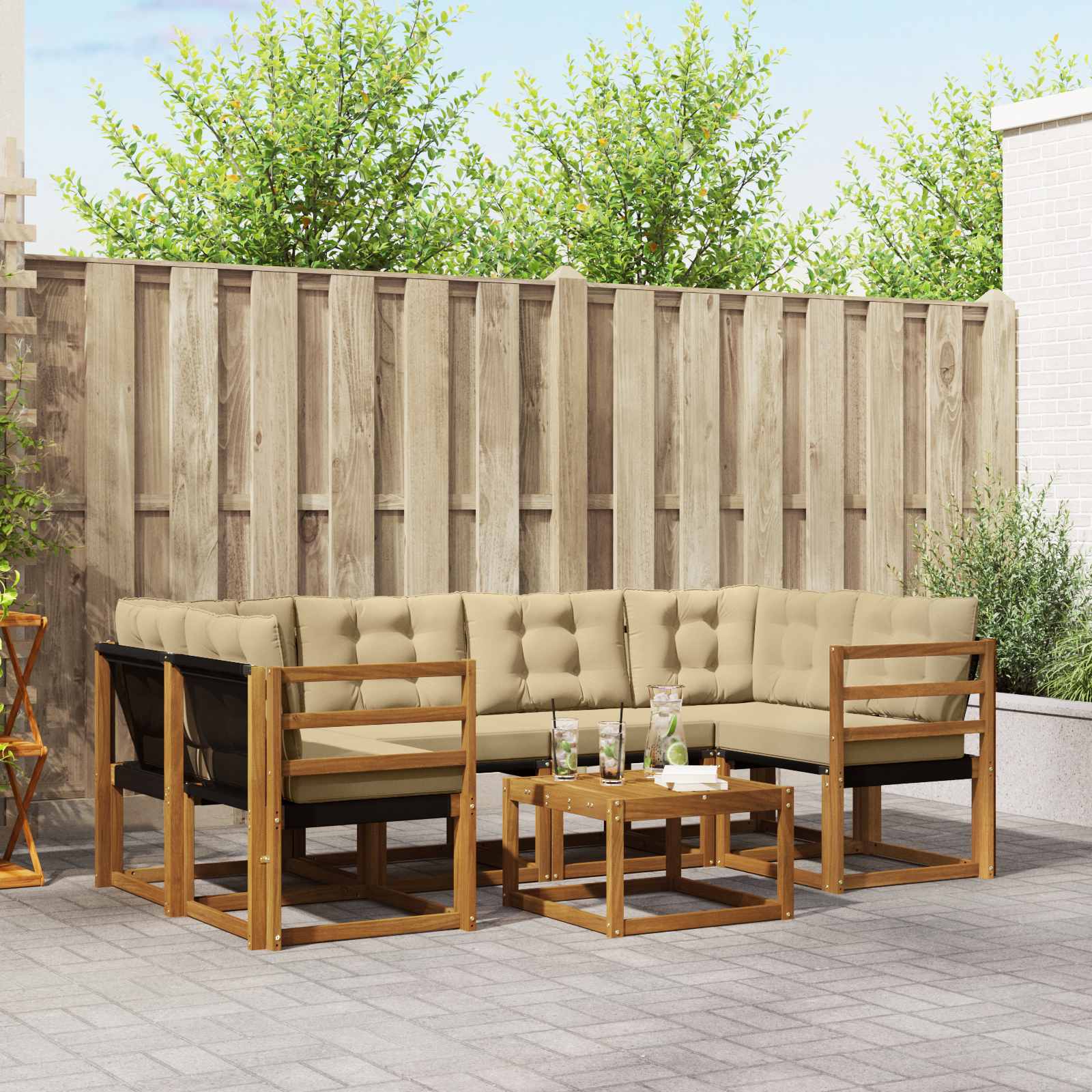 Ensemble de canapés d'extérieur 7 pcs Naturel et Beige - XIOS