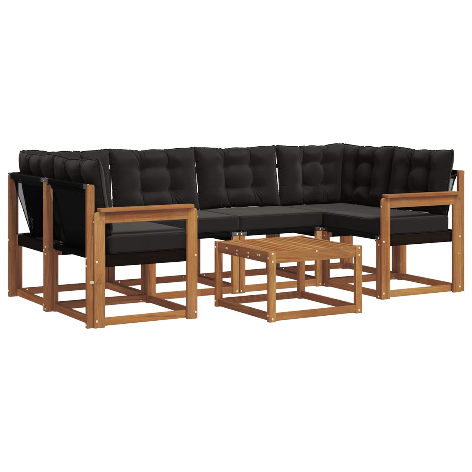 Ensemble de canapés d'extérieur 7 pcs Naturel et Noir - XIOS