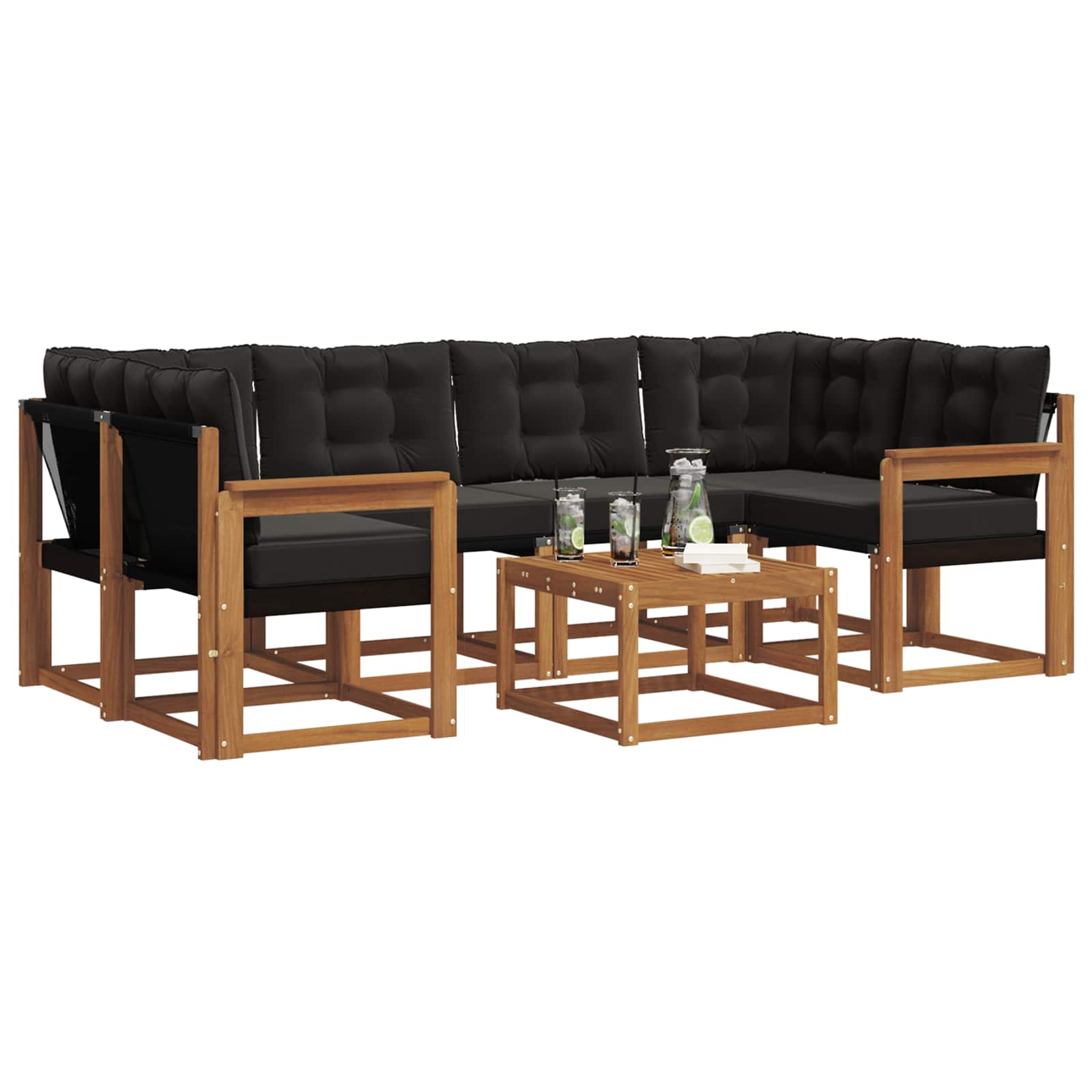 Ensemble de canapés d'extérieur 7 pcs Naturel et Noir - XIOS