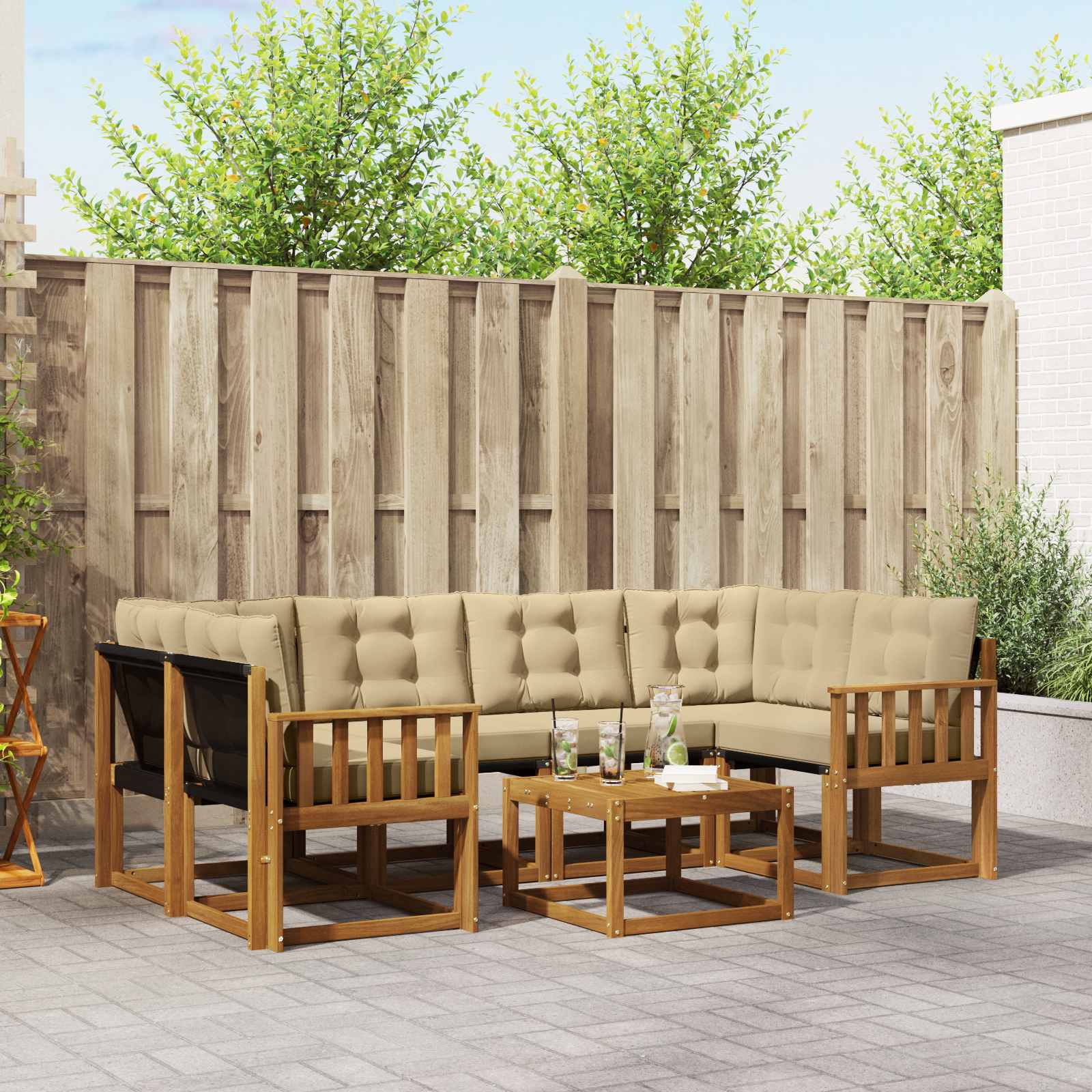 Ensemble de canapés d'extérieur 7 pcs Naturel et Beige - XIOS