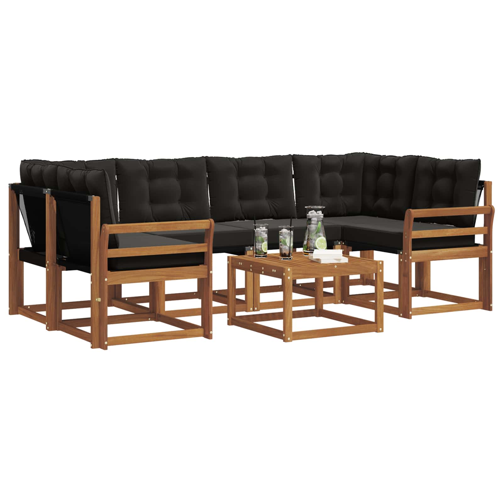 Ensemble de canapés d'extérieur 7 pcs Naturel et Noir - XIOS