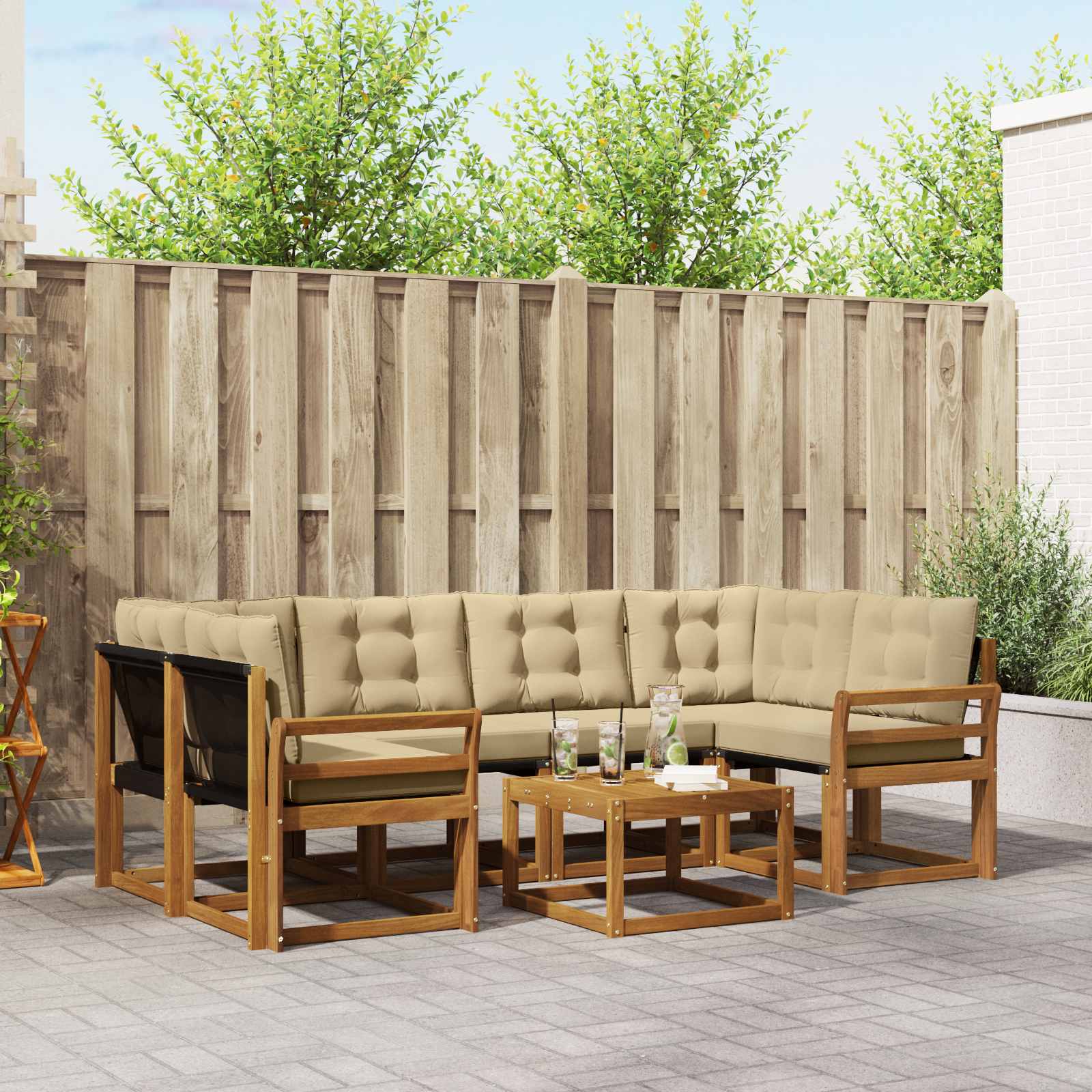 Ensemble de canapés d'extérieur 7 pcs Naturel et Beige - XIOS
