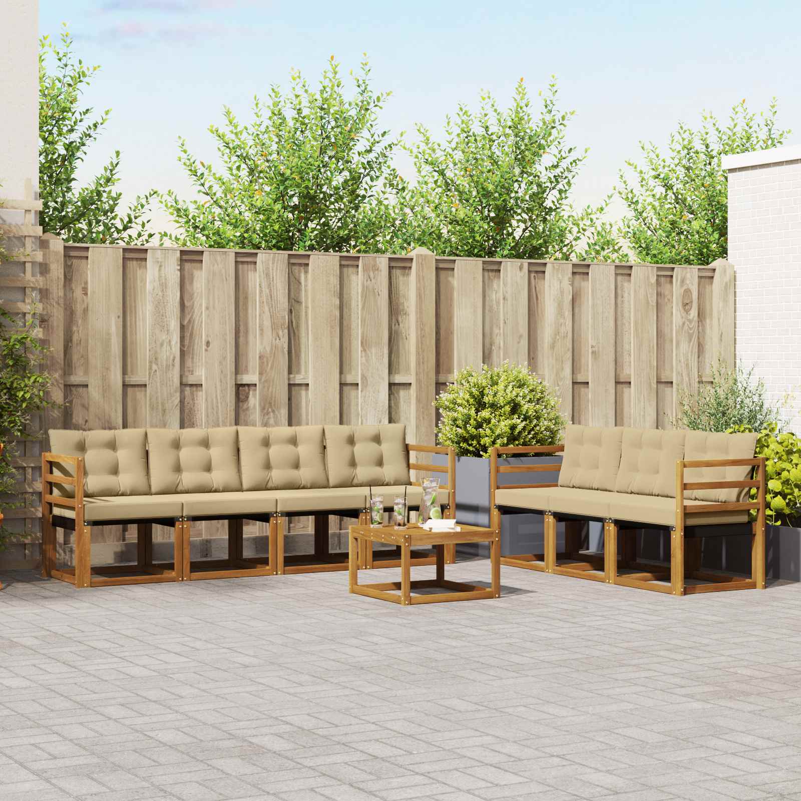 Ensemble de canapés d'extérieur 8 pcs Naturel et Beige - XIOS