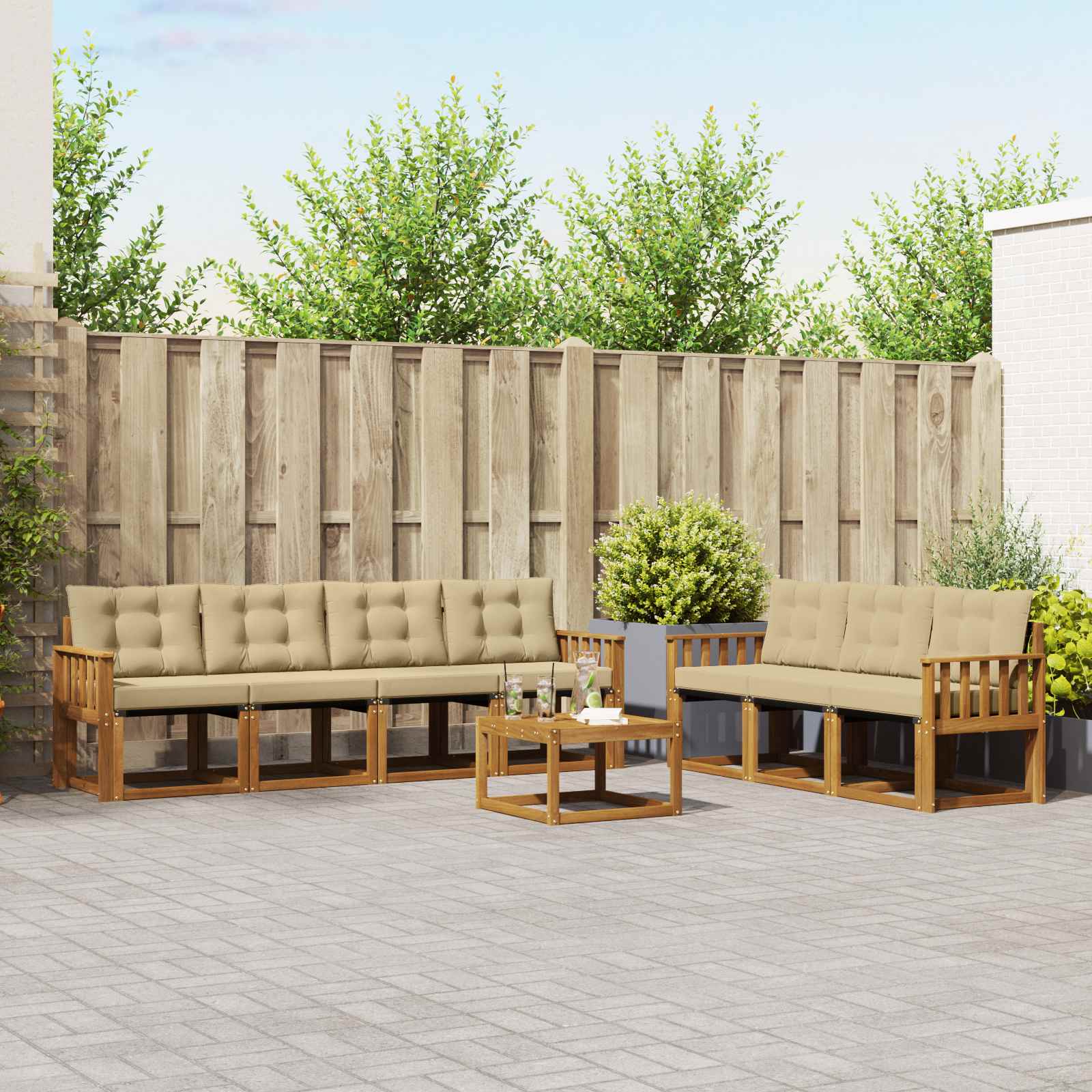 Ensemble de canapés d'extérieur 8 pcs Naturel et Beige - XIOS