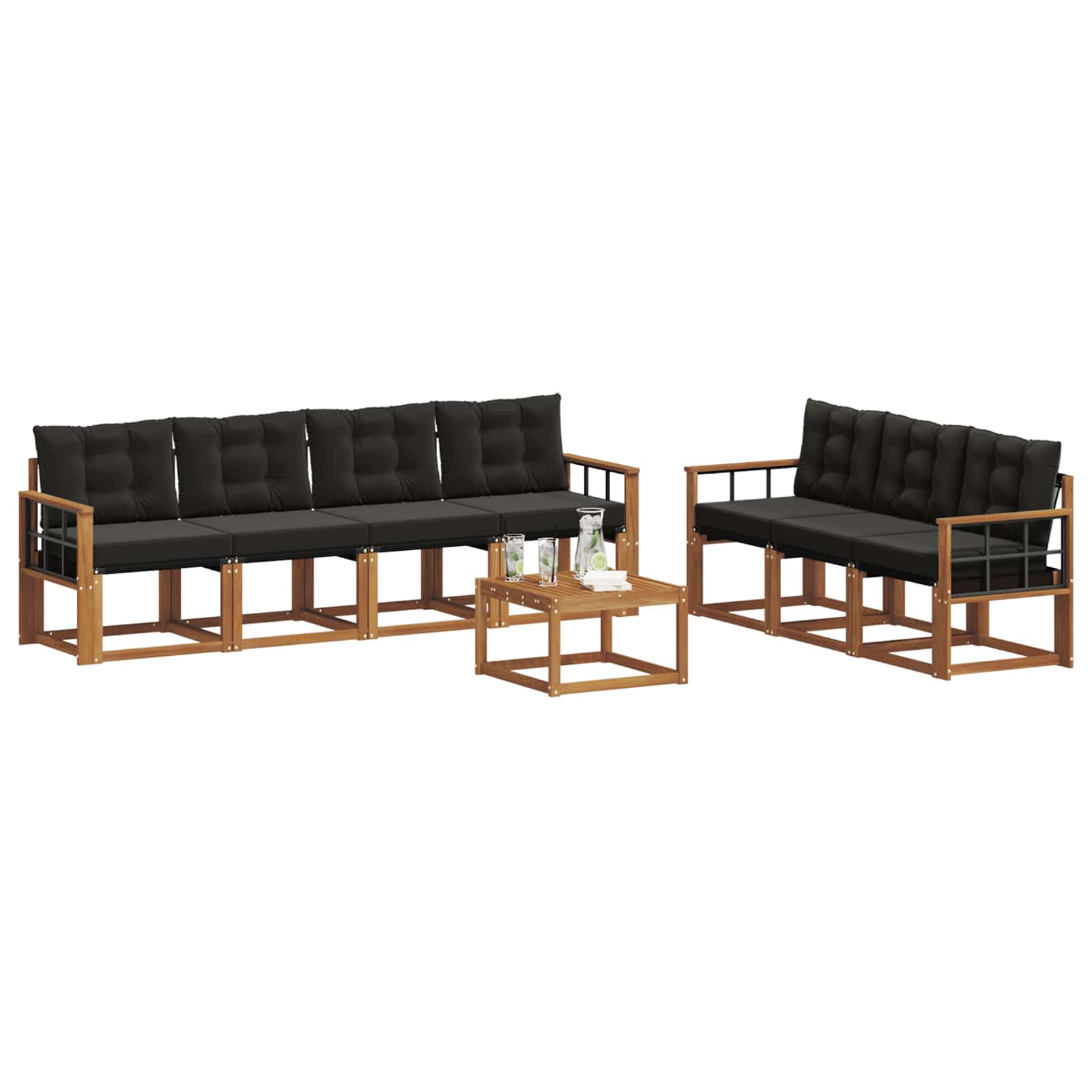 Ensemble de canapés d'extérieur 8 pcs Naturel et Noir - XIOS