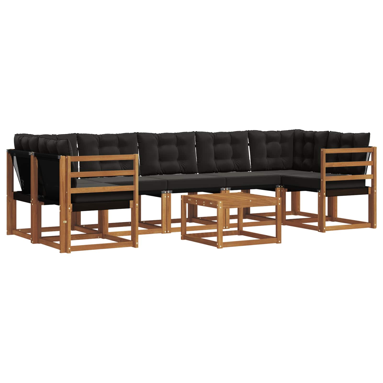 Ensemble de canapés d'extérieur 8 pcs Naturel et Noir - XIOS
