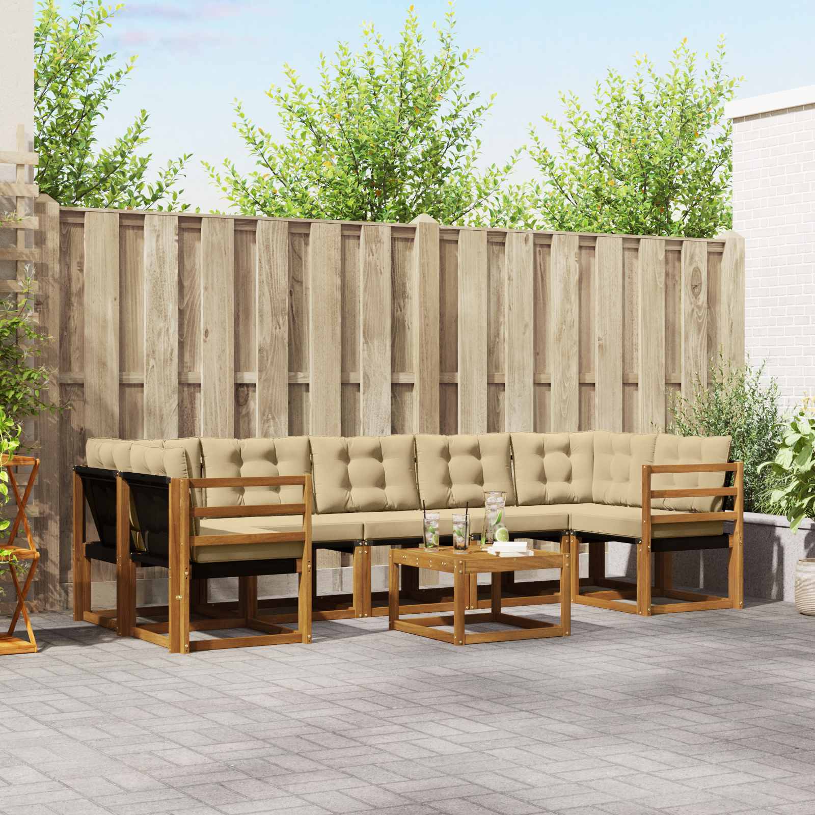 Ensemble de canapés d'extérieur 8 pcs Naturel et Beige - XIOS