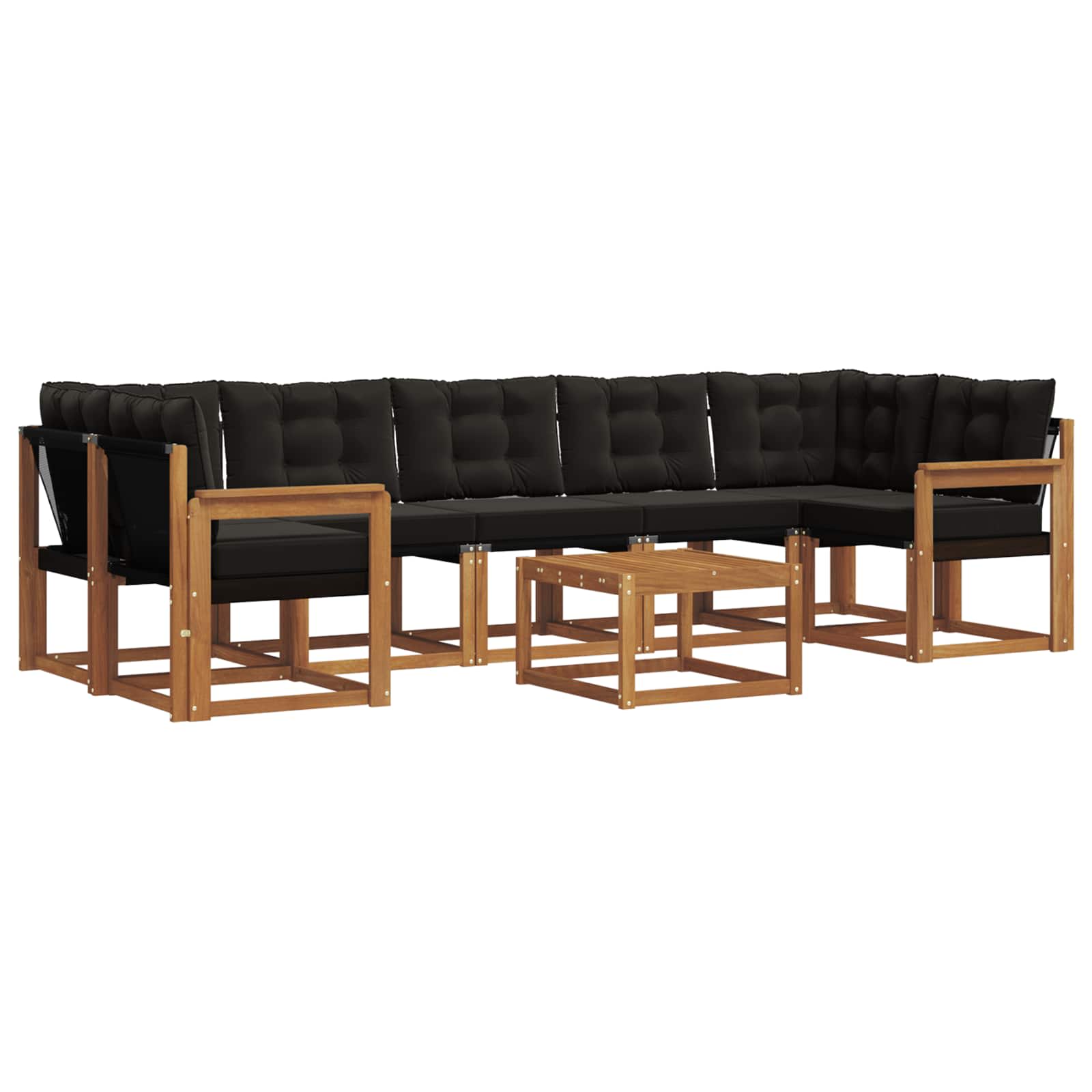 Ensemble de canapés d'extérieur 8 pcs Naturel et Noir - XIOS