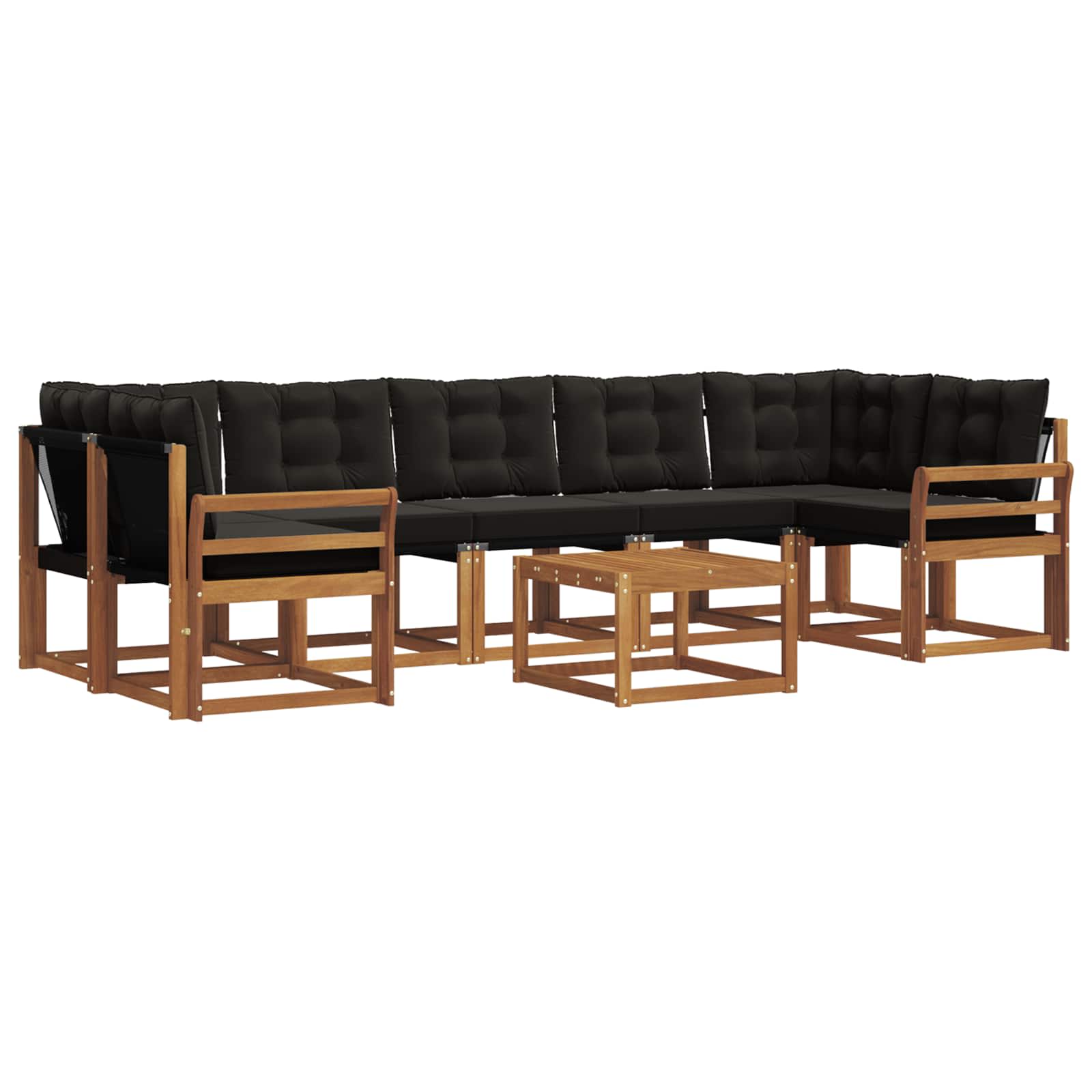 Ensemble de canapés d'extérieur 8 pcs Naturel et Noir - XIOS