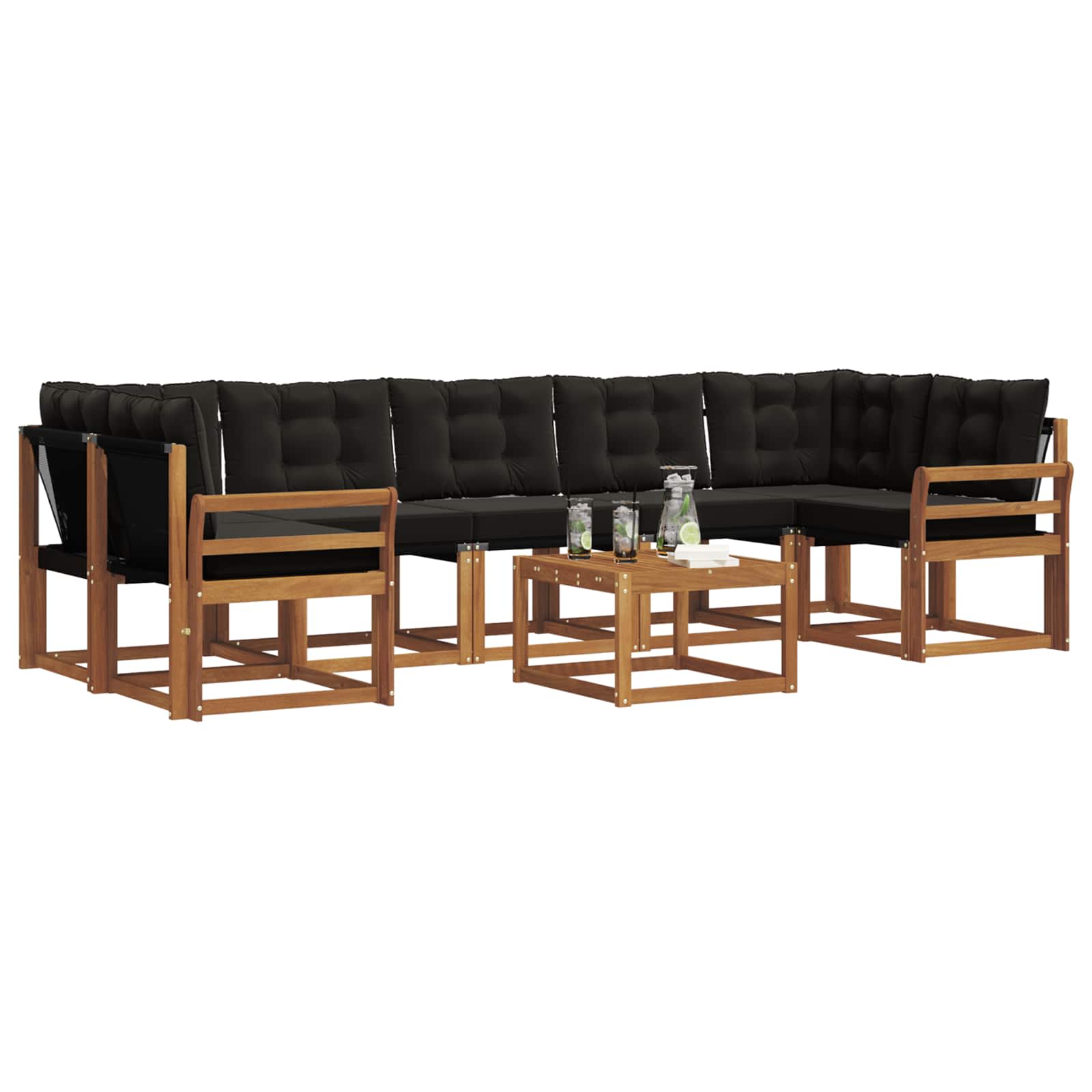 Ensemble de canapés d'extérieur 8 pcs Naturel et Noir - XIOS