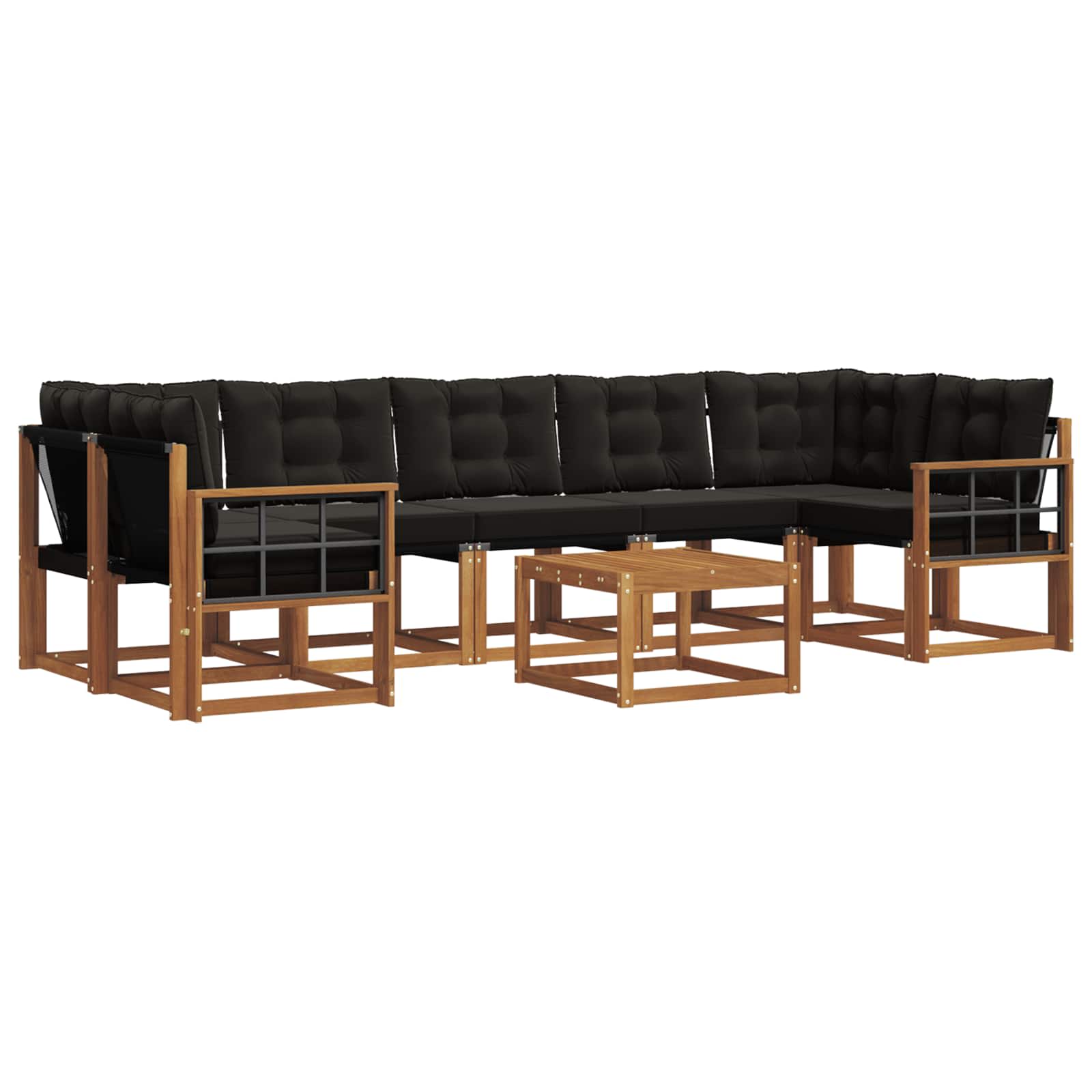 Ensemble de canapés d'extérieur 8 pcs Naturel et Noir - XIOS