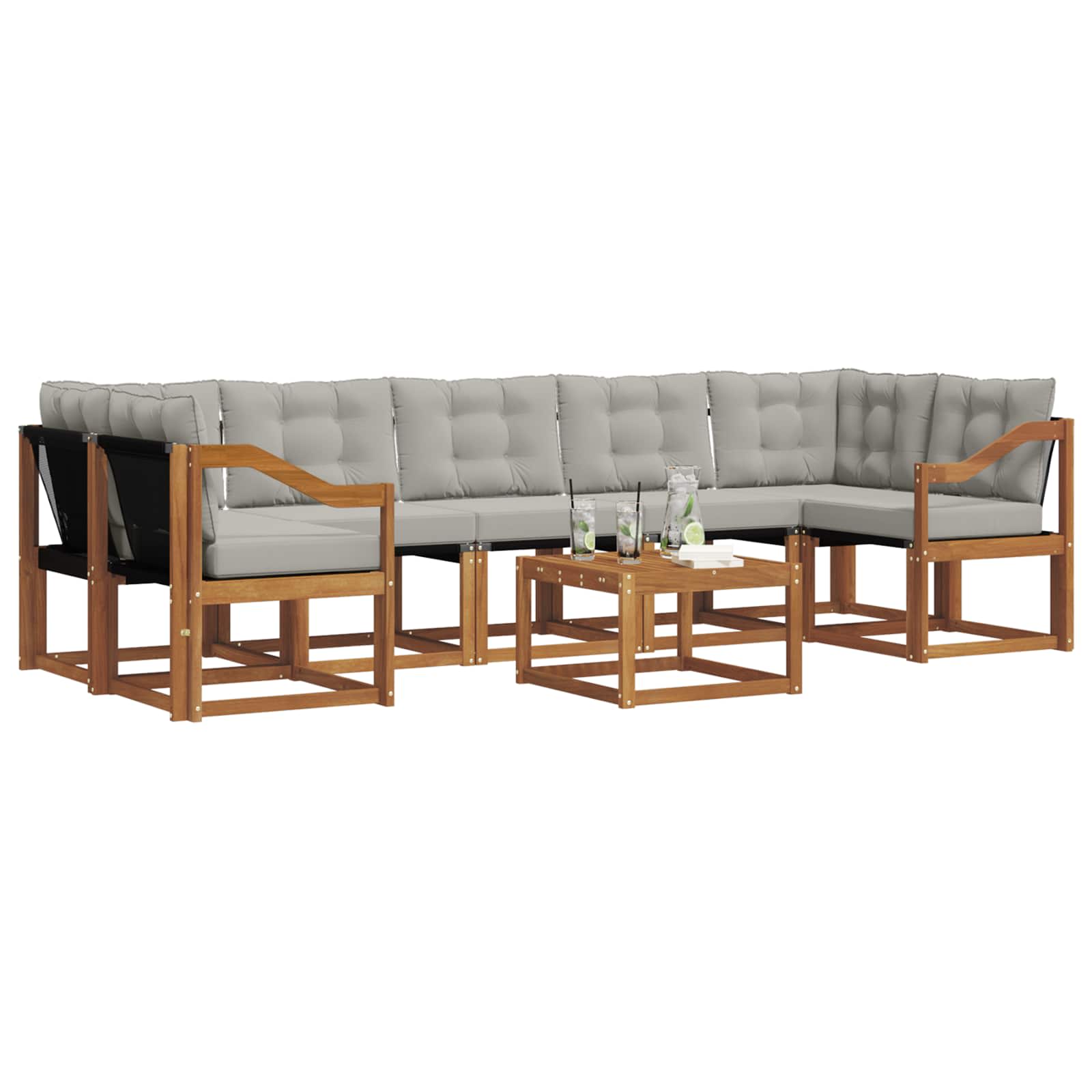 Ensemble de canapés d'extérieur 8 pcs Gris Naturel et Clair - XIOS