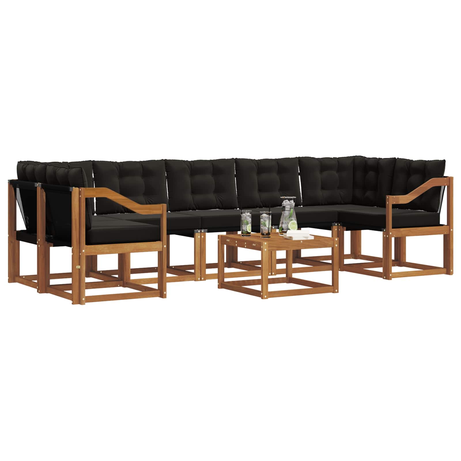 Ensemble de canapés d'extérieur 8 pcs Naturel et Noir - XIOS