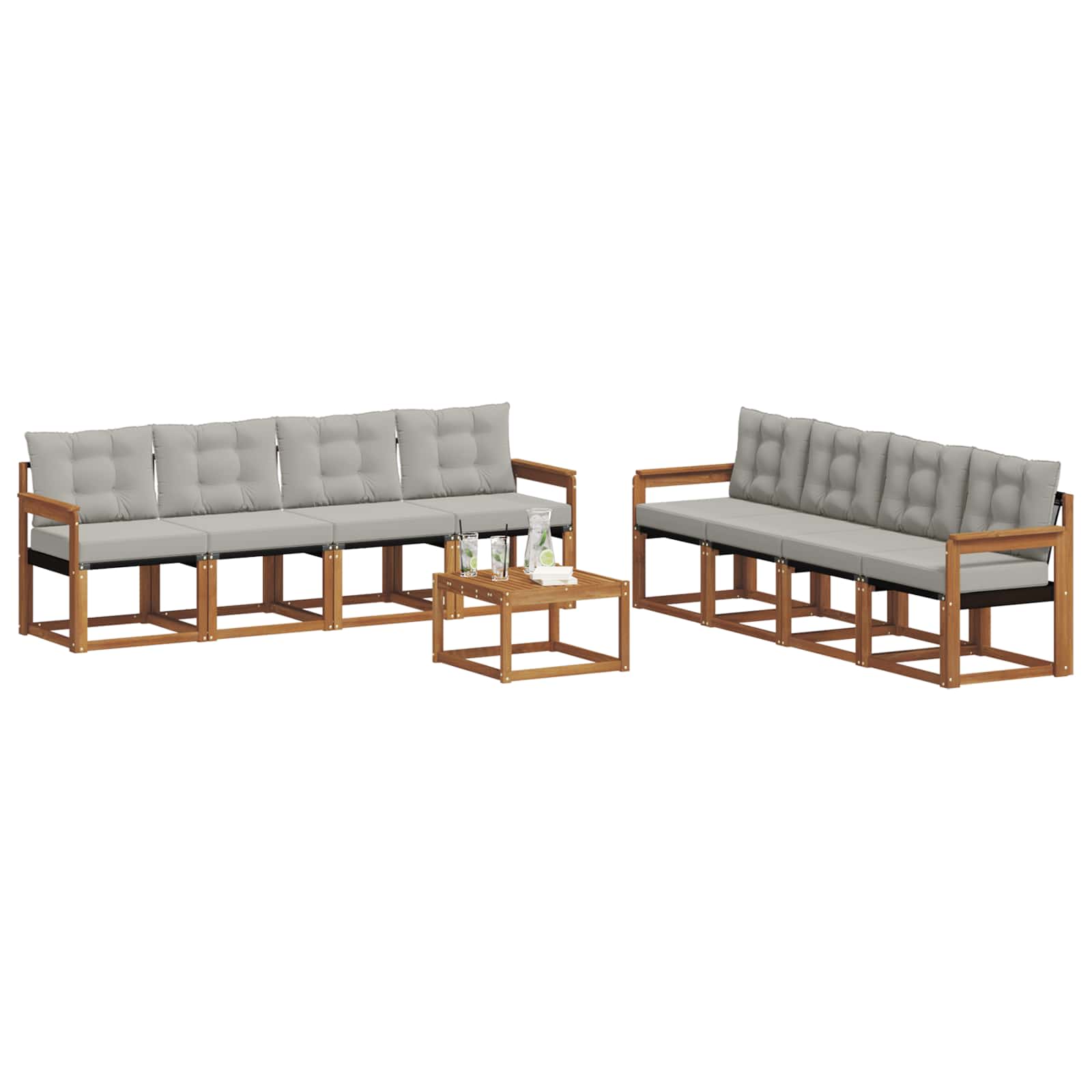 Ensemble de canapés d'extérieur 9 pcs Gris Naturel et Clair - XIOS