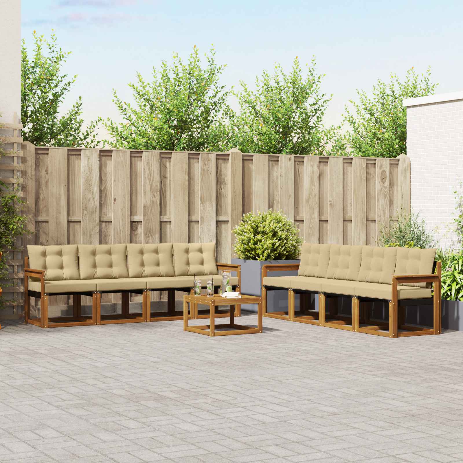 Ensemble de canapés d'extérieur 9 pcs Naturel et Beige - XIOS