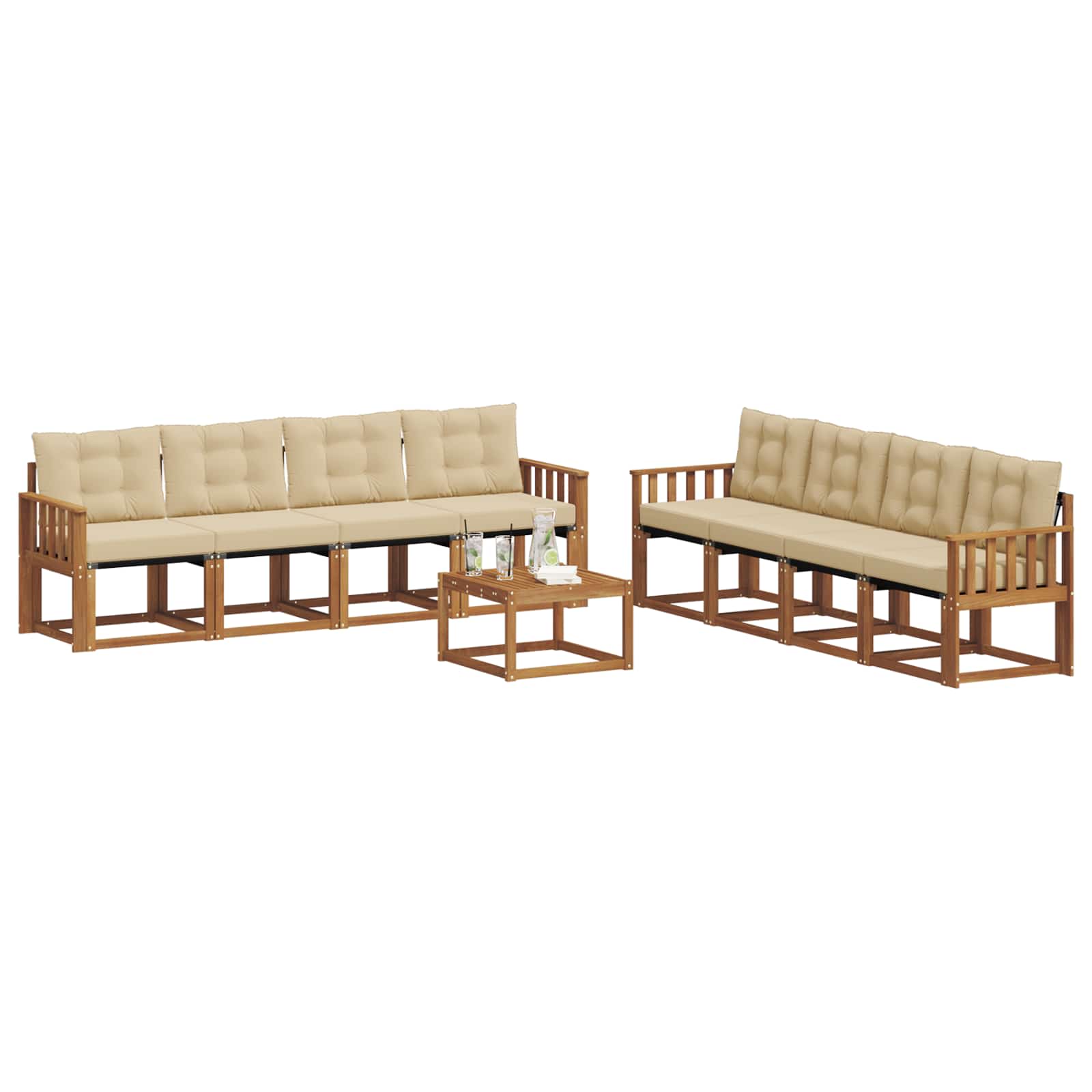 Ensemble de canapés d'extérieur 9 pcs Naturel et Beige - XIOS