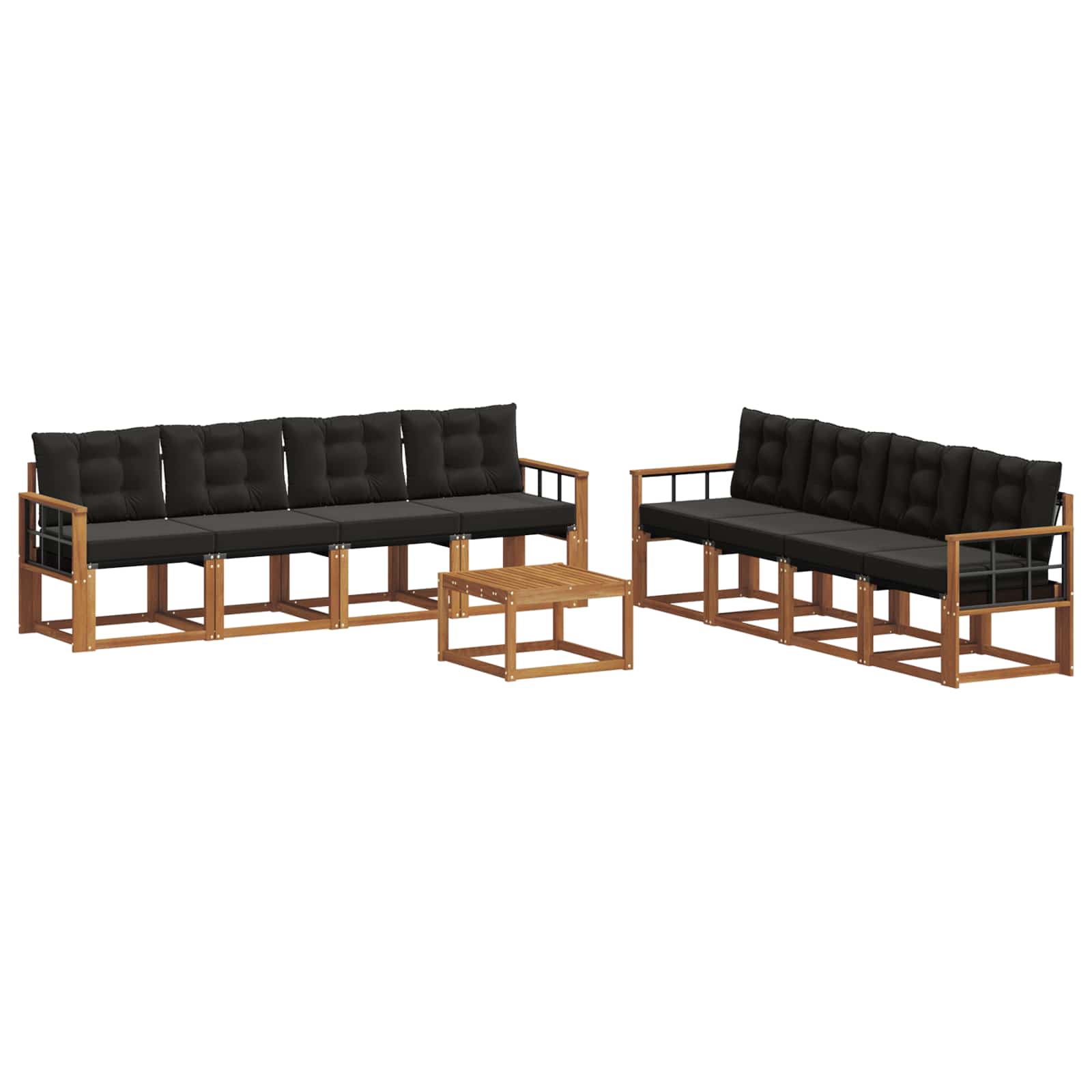 Ensemble de canapés d'extérieur 9 pcs Naturel et Noir - XIOS