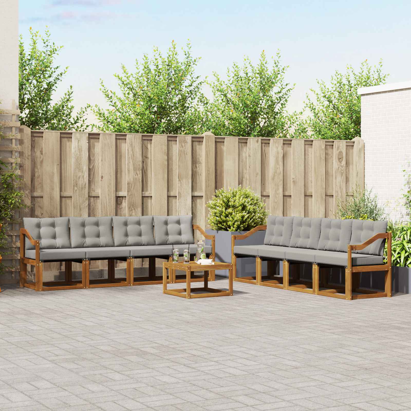 Ensemble de canapés d'extérieur 9 pcs Gris Naturel et Clair - XIOS