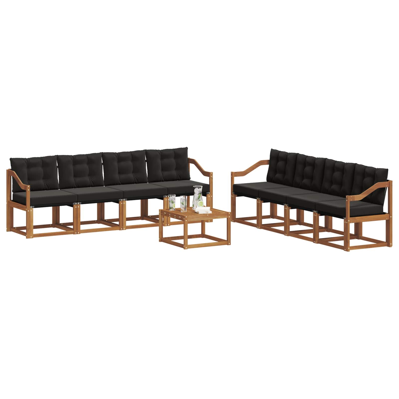 Ensemble de canapés d'extérieur 9 pcs Naturel et Noir - XIOS