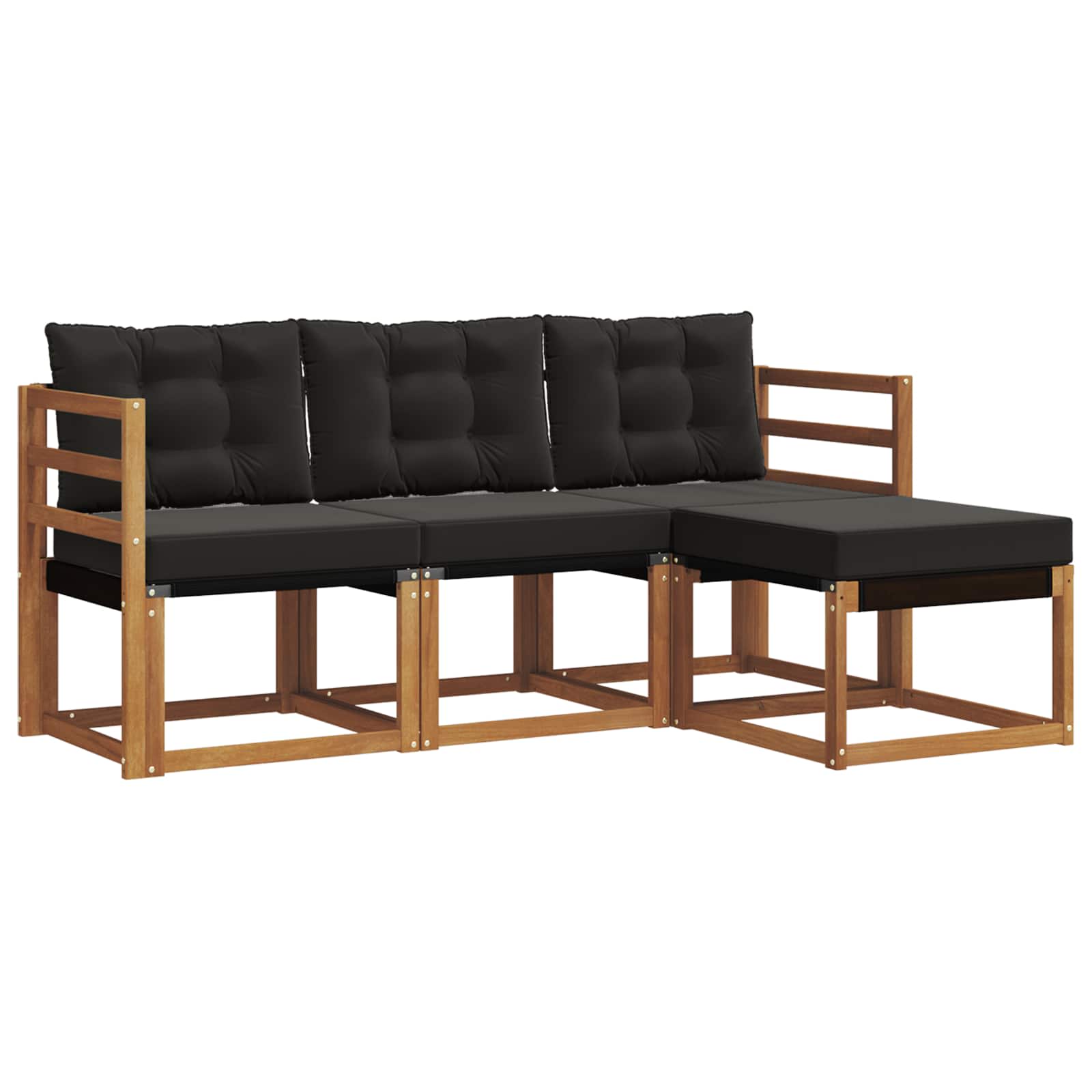 Ensemble de canapés d'extérieur 4 pcs Naturel et Noir - XIOS