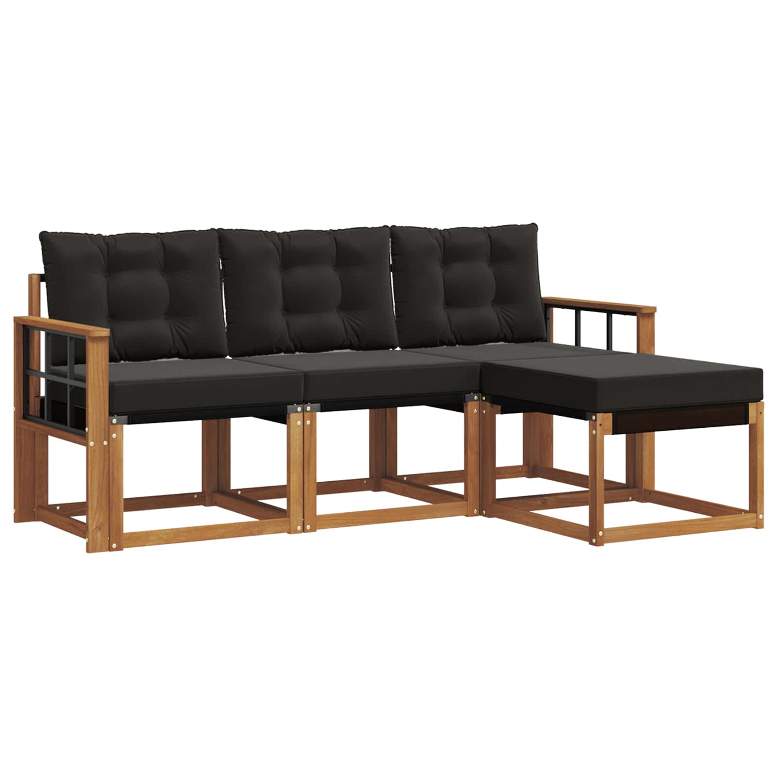 Ensemble de canapés d'extérieur 4 pcs Naturel et Noir - XIOS