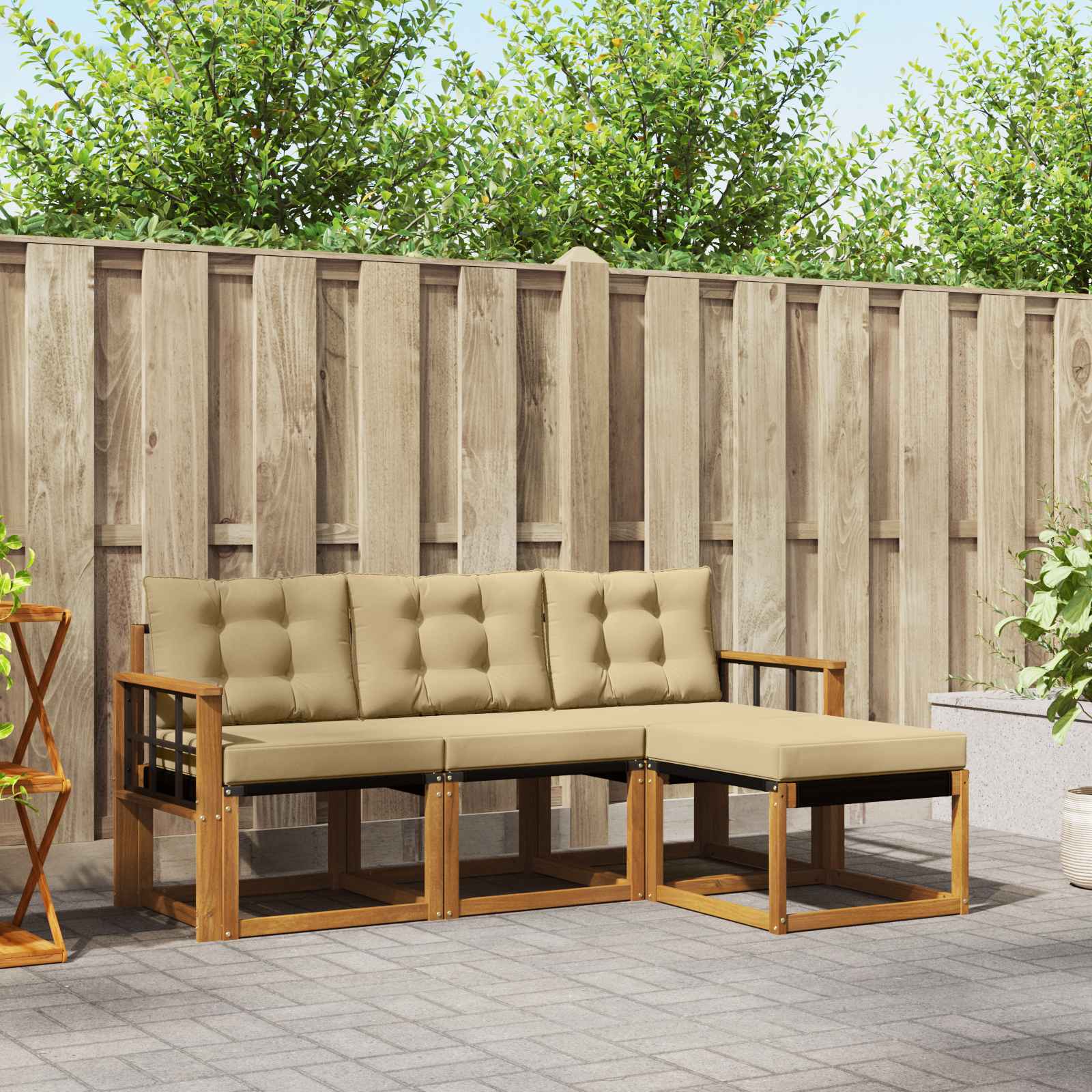 Ensemble de canapés d'extérieur 4 pcs Naturel et Beige - XIOS
