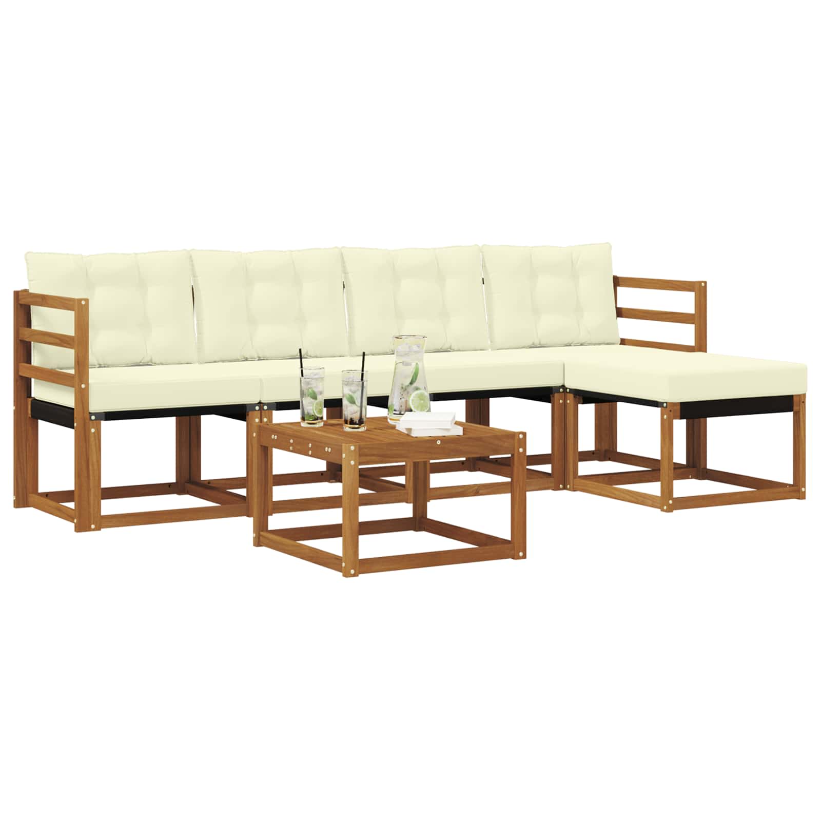 Ensemble de canapés d'extérieur 6 pc Naturel et Crème - XIOS