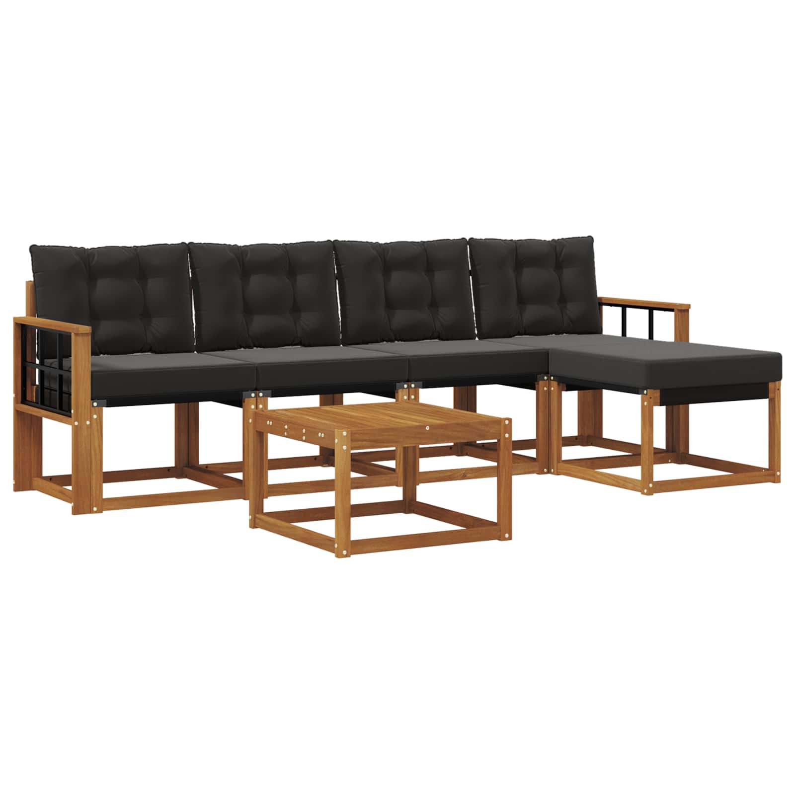 Ensemble de canapés d'extérieur 6 pcs Naturel et Noir - XIOS