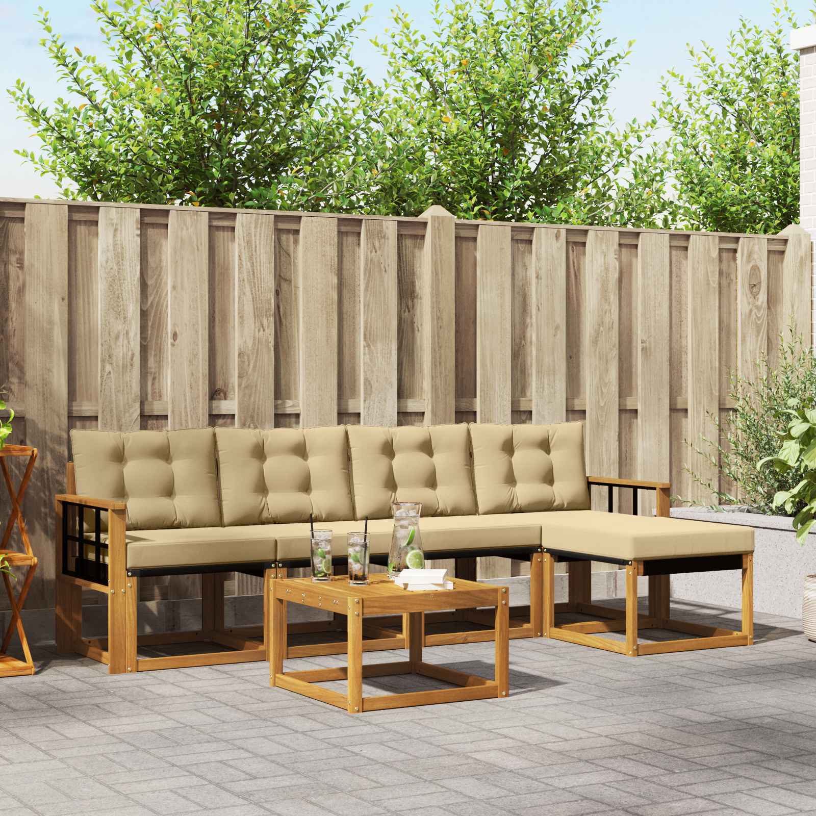 Ensemble de canapés d'extérieur 6 pcs Naturel et Beige - XIOS