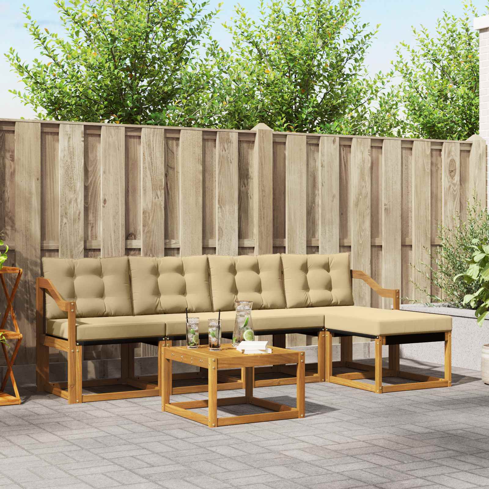 Ensemble de canapés d'extérieur 6 pcs Naturel et Beige - XIOS